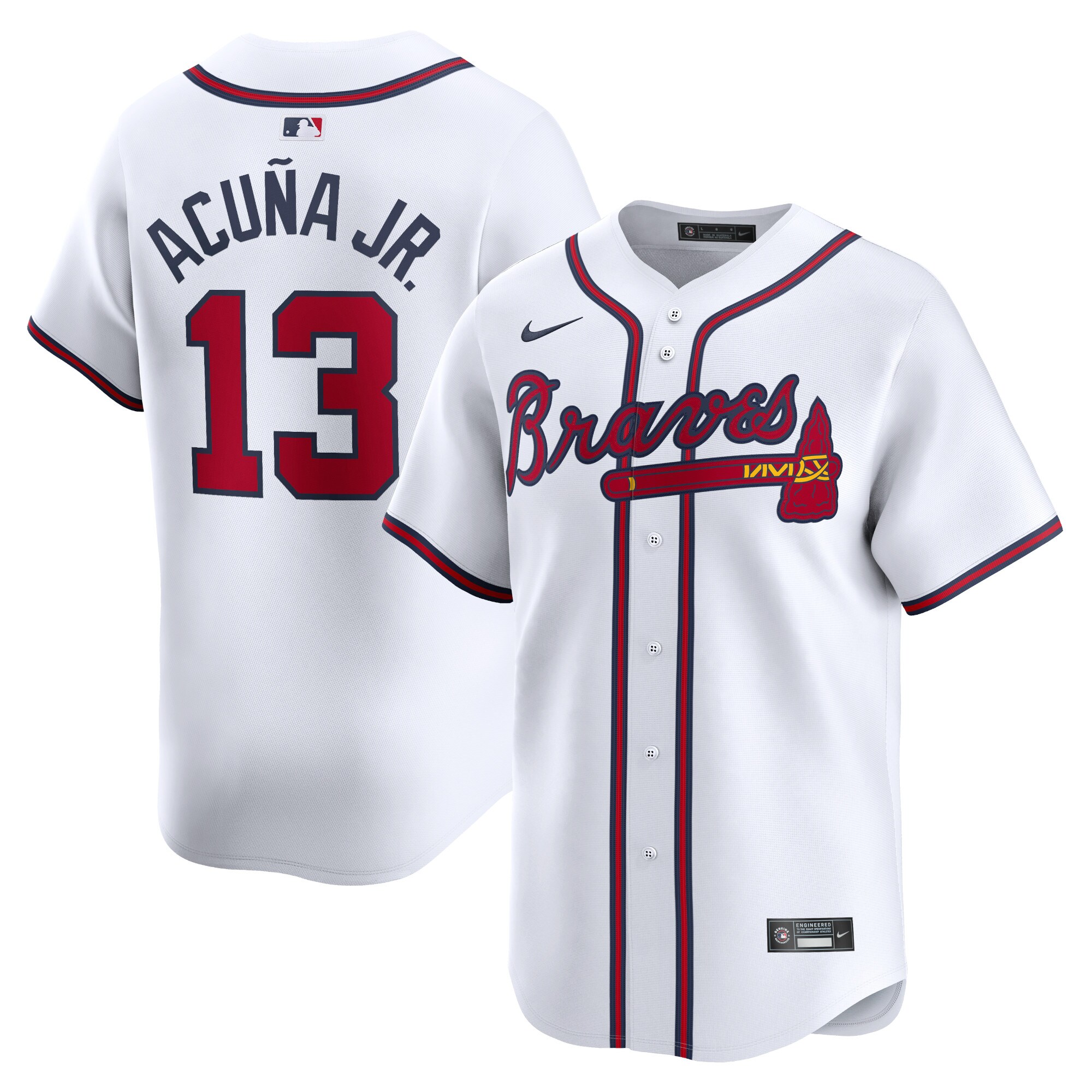 Men's Atlanta Braves Ronald Acuña Jr. White Home Limited Player Jersey - JS454