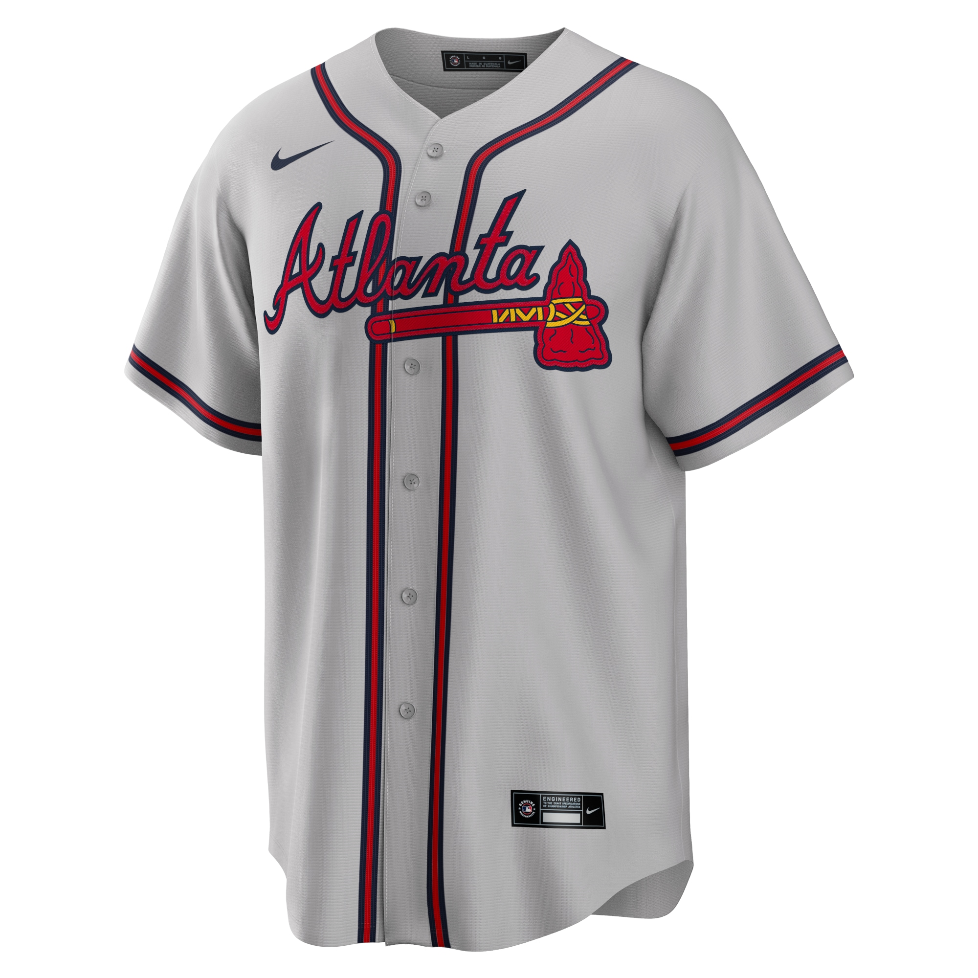 Alternative view of Men's Atlanta Braves Ronald Acuna Jr. Gray Road Player Name Jersey - JS720