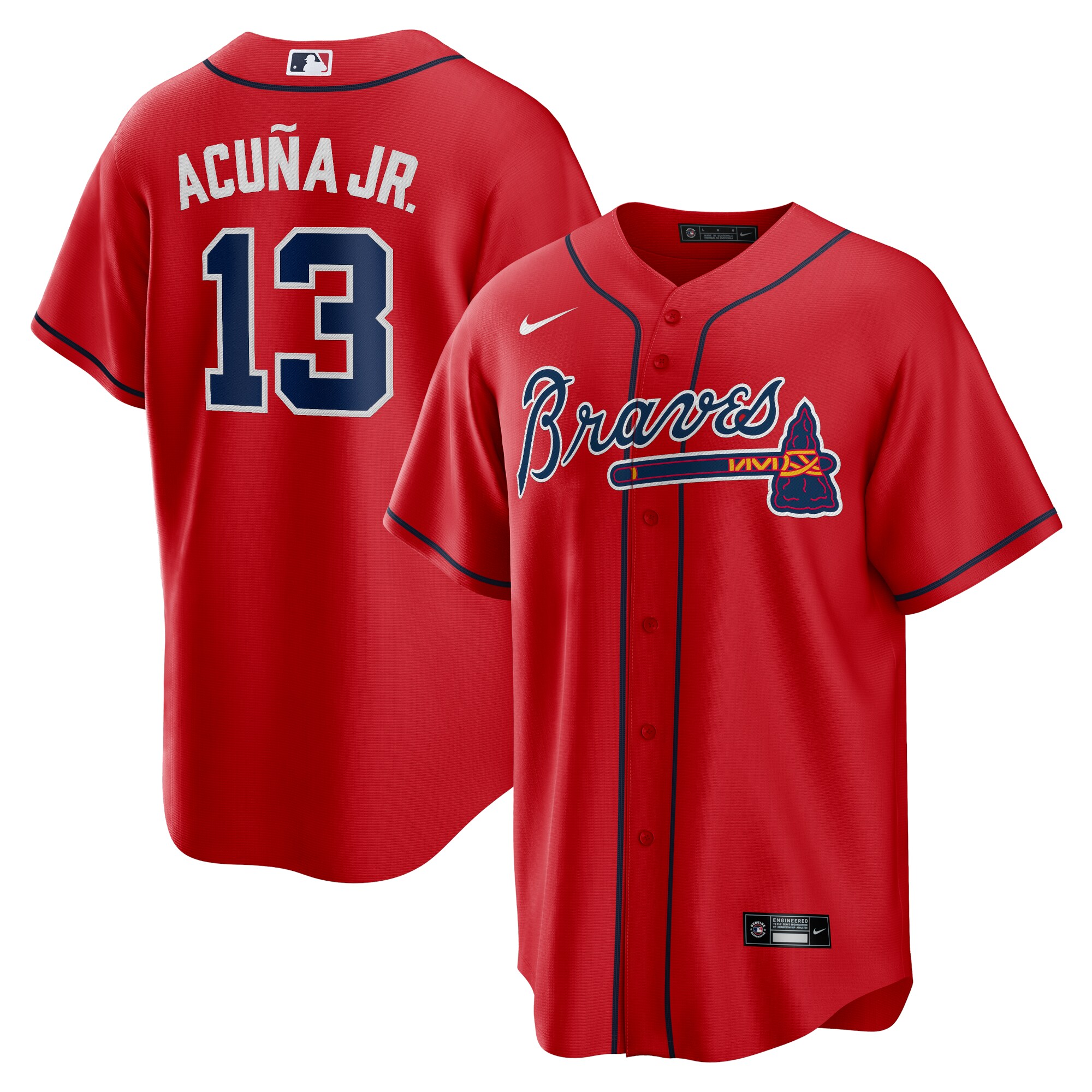 Men's Atlanta Braves Ronald Acuna Jr. Red Alternate Player Name Jersey - JS836