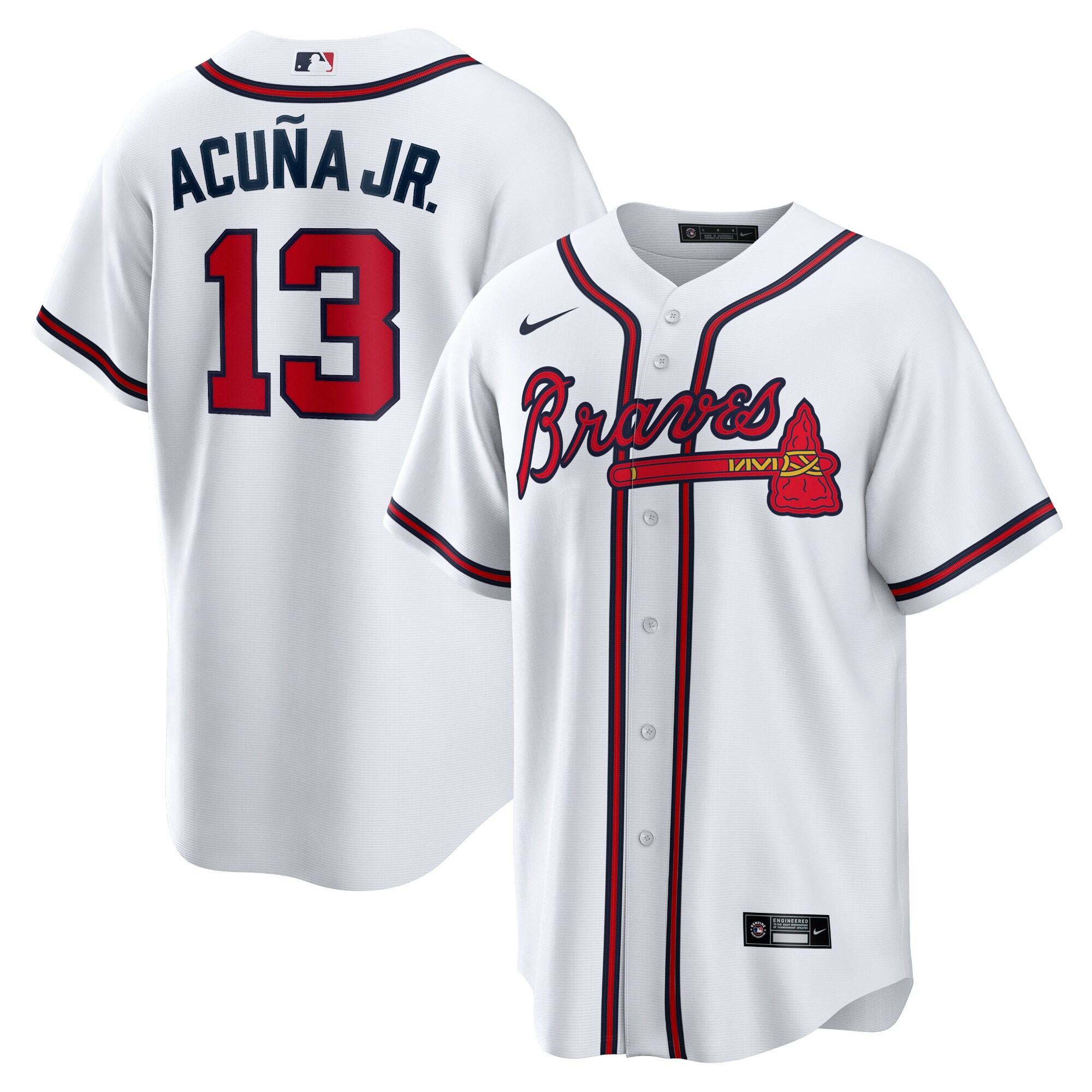 Men's Atlanta Braves Ronald Acuna Jr. White Home Player Name Jersey - JS239