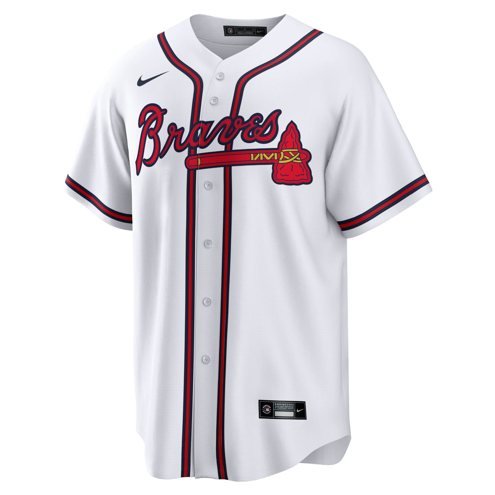 Alternative view of Men's Atlanta Braves Ronald Acuna Jr. White Home Player Name Jersey - JS526