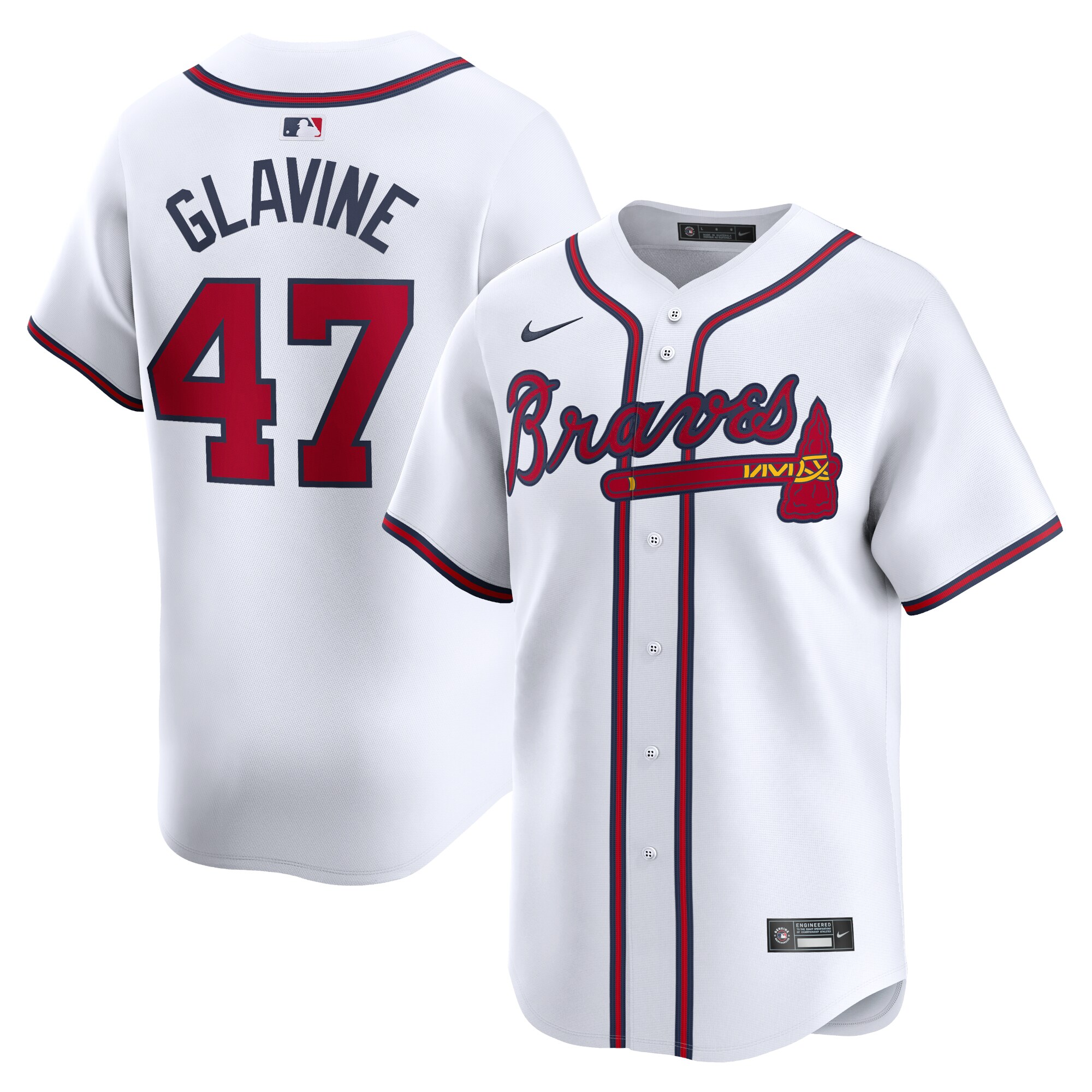 Men's Atlanta Braves Tom Glavine White Home Limited Player Jersey - JS118