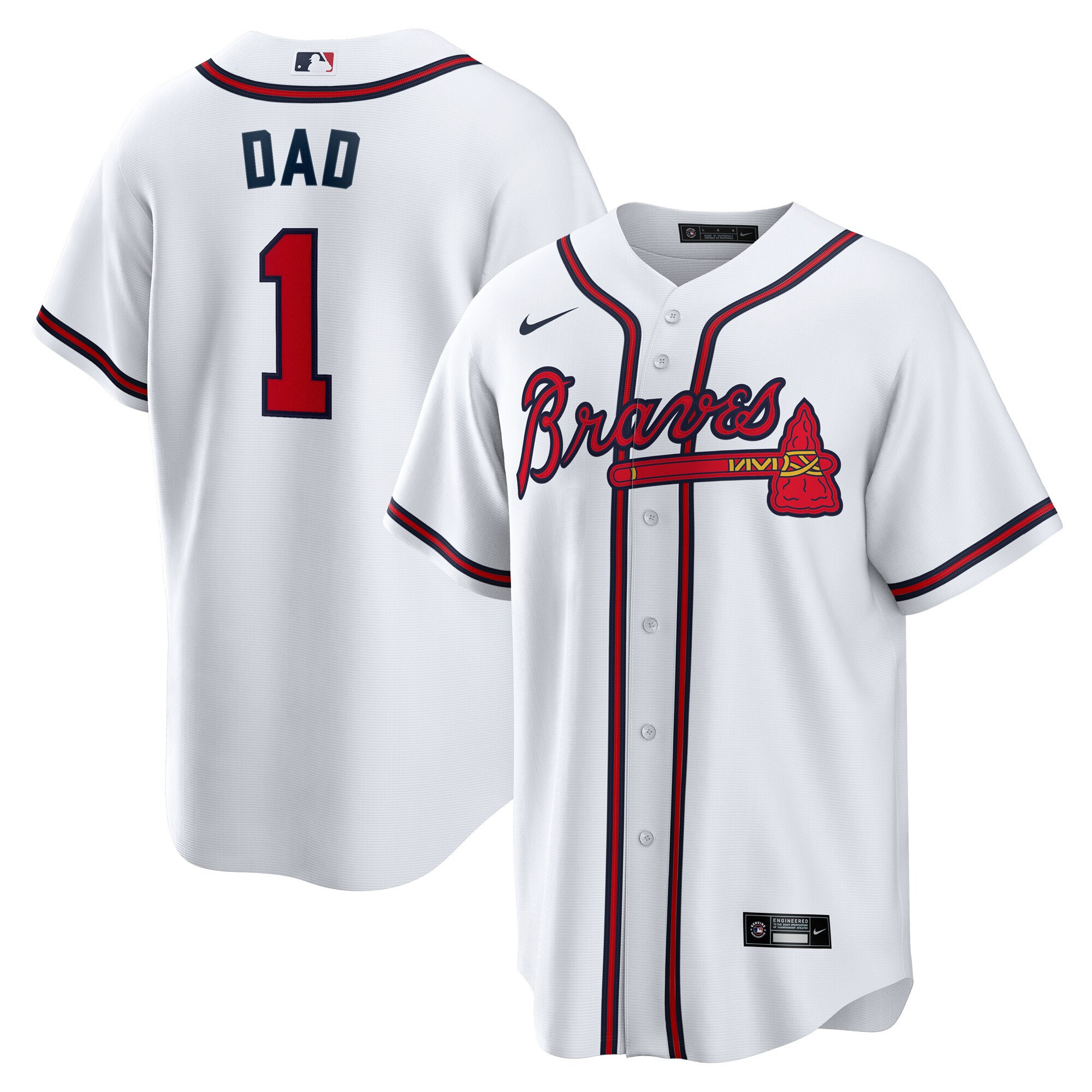 Men's Atlanta Braves White #1 Dad Home Jersey - JS268