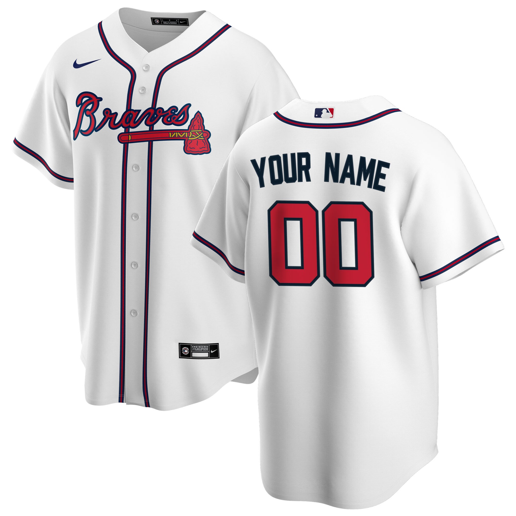 Men's Atlanta Braves White Home Custom Jersey - JS742