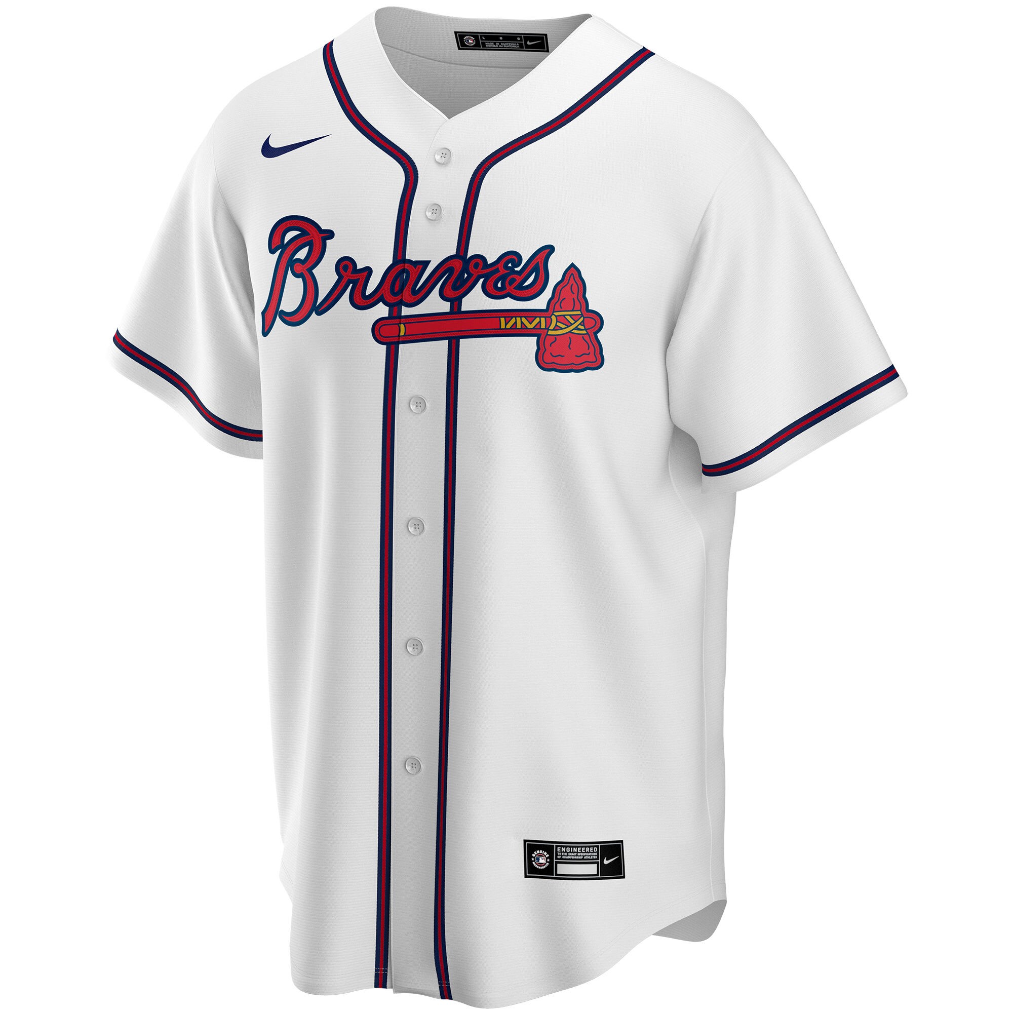 Alternative view of Men's Atlanta Braves White Home Custom Jersey - JS742