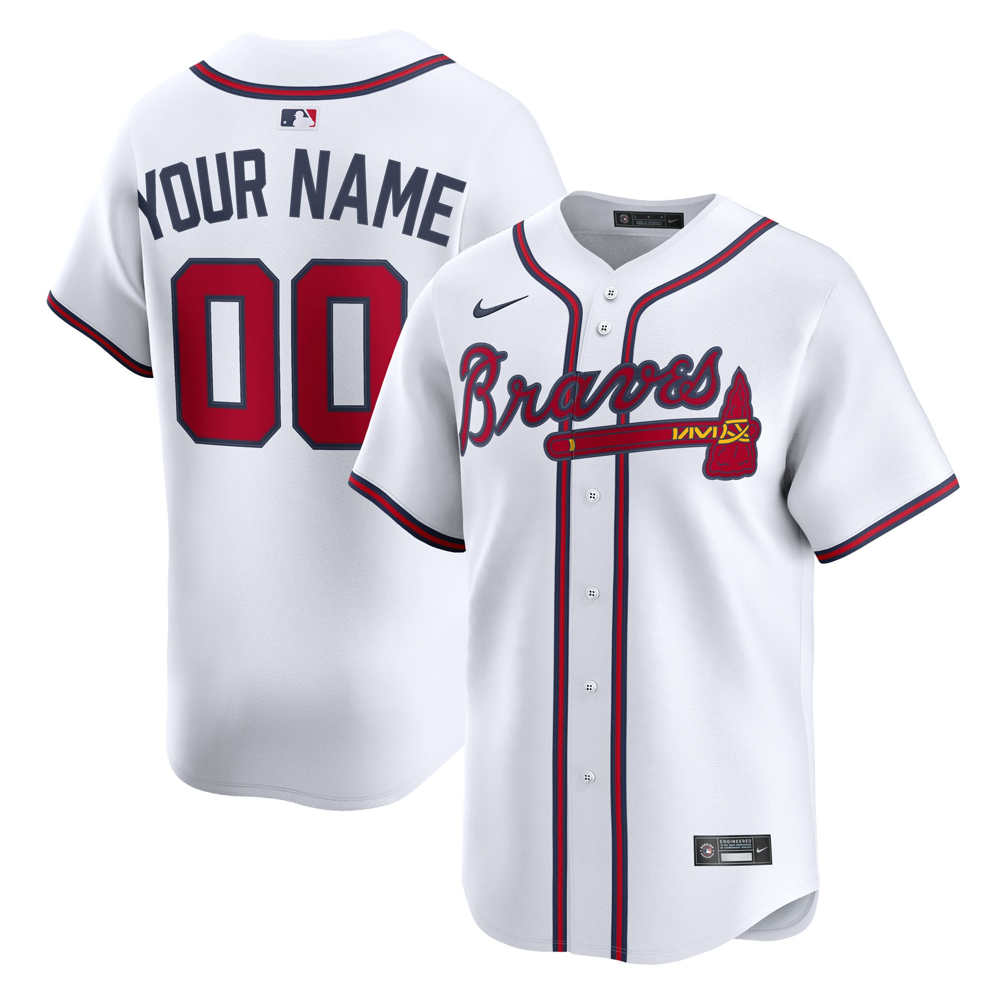Men's Atlanta Braves White Home Limited Custom Jersey - JS333