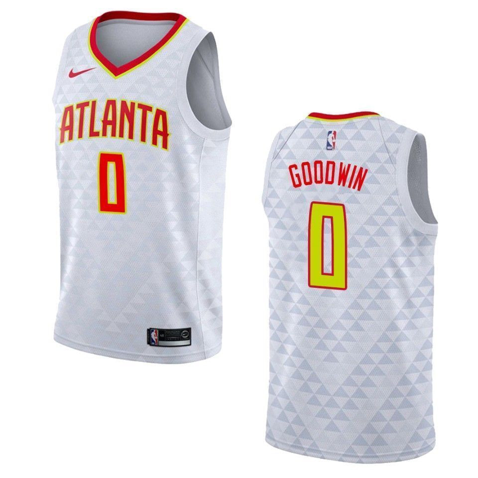 Men's Atlanta Hawks 0 Brandon Goodwin Association Swingman Jersey - White - JS120 