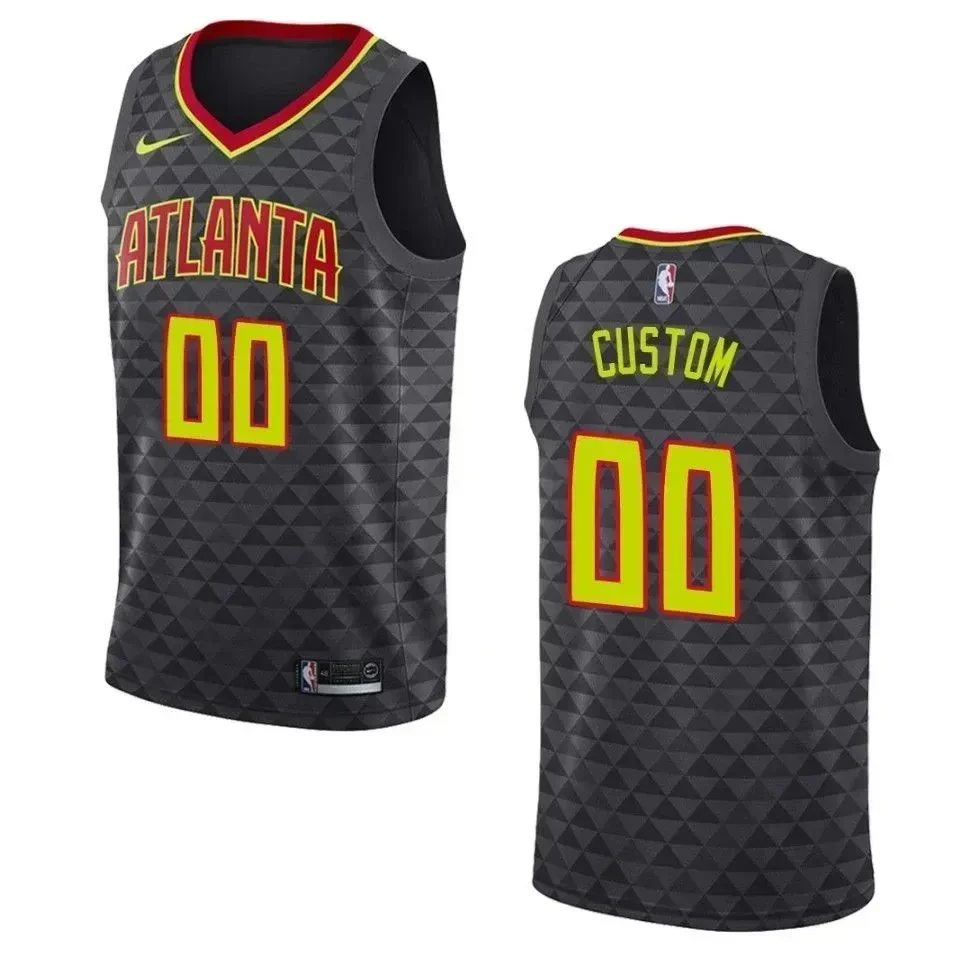 Men's Atlanta Hawks 00 Custom Icon Swingman Jersey - Black - JS721 