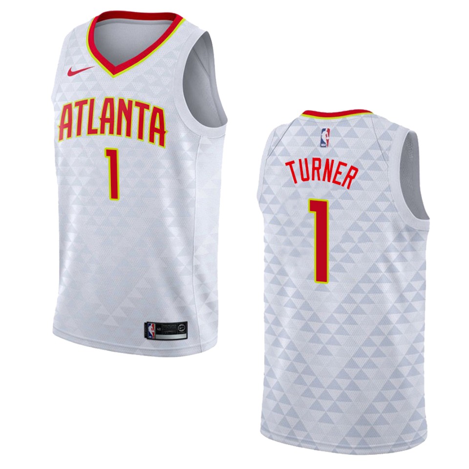 Men's Atlanta Hawks #1 Evan Turner Association Swingman Jersey - White