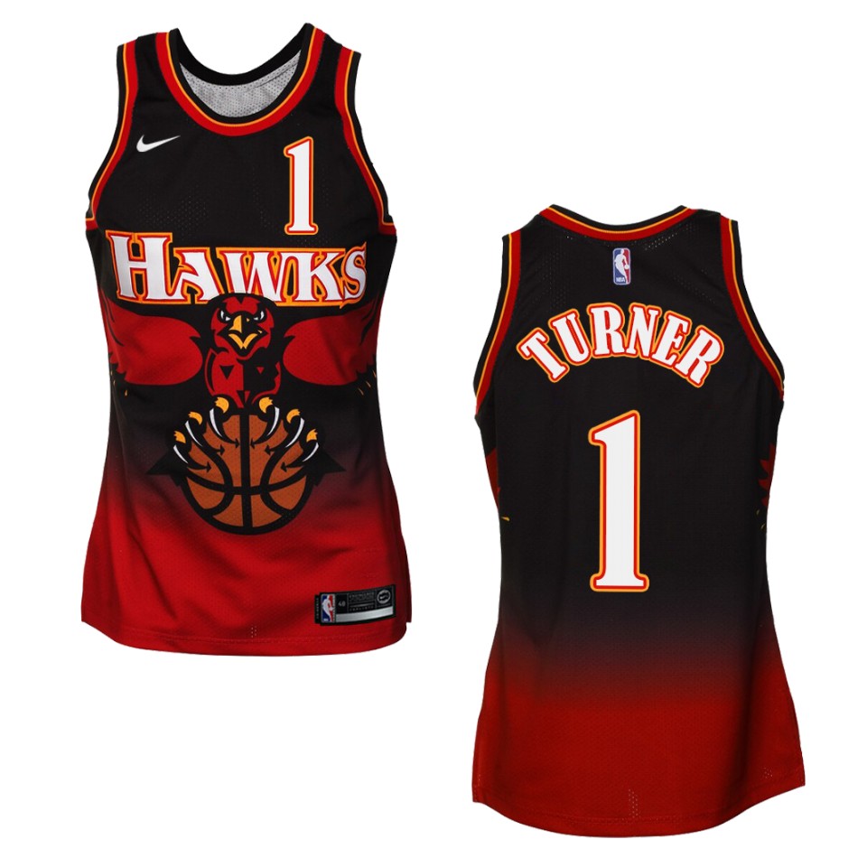 Men's Atlanta Hawks #1 Evan Turner Hardwood Classics Swingman Jersey - Black