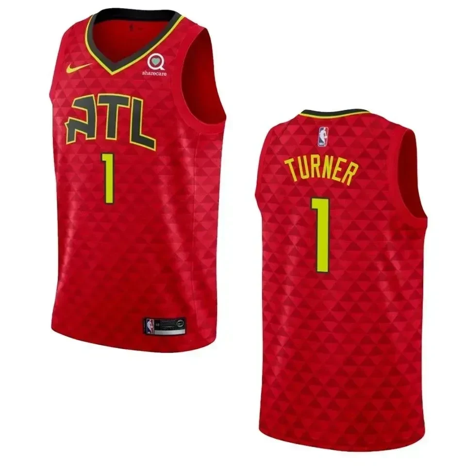 Men's Atlanta Hawks 1 Evan Turner Statement Swingman Jersey - Red - JS633 
