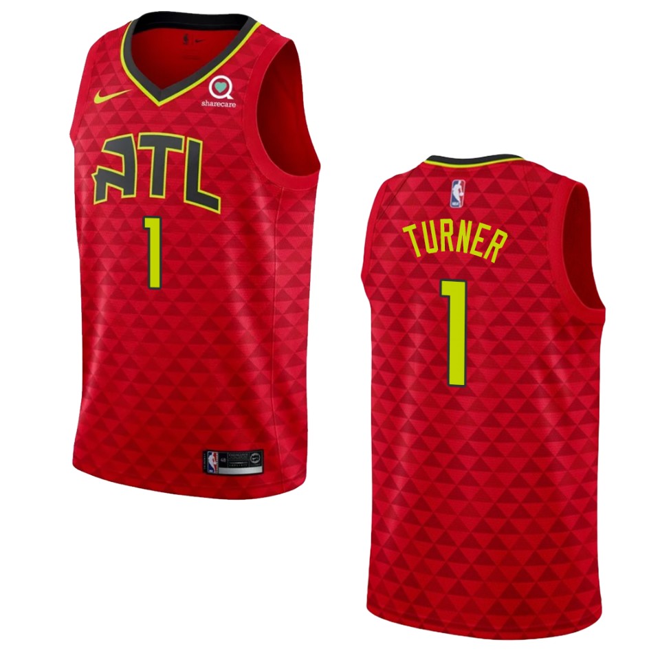 Men's Atlanta Hawks #1 Evan Turner Statement Swingman Jersey - Red
