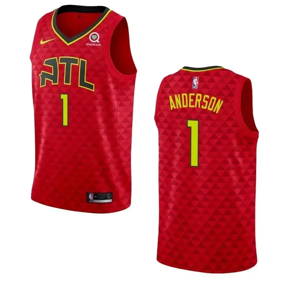 Men's Atlanta Hawks 1 Justin Anderson Statement Swingman Jersey - Red - JS142 