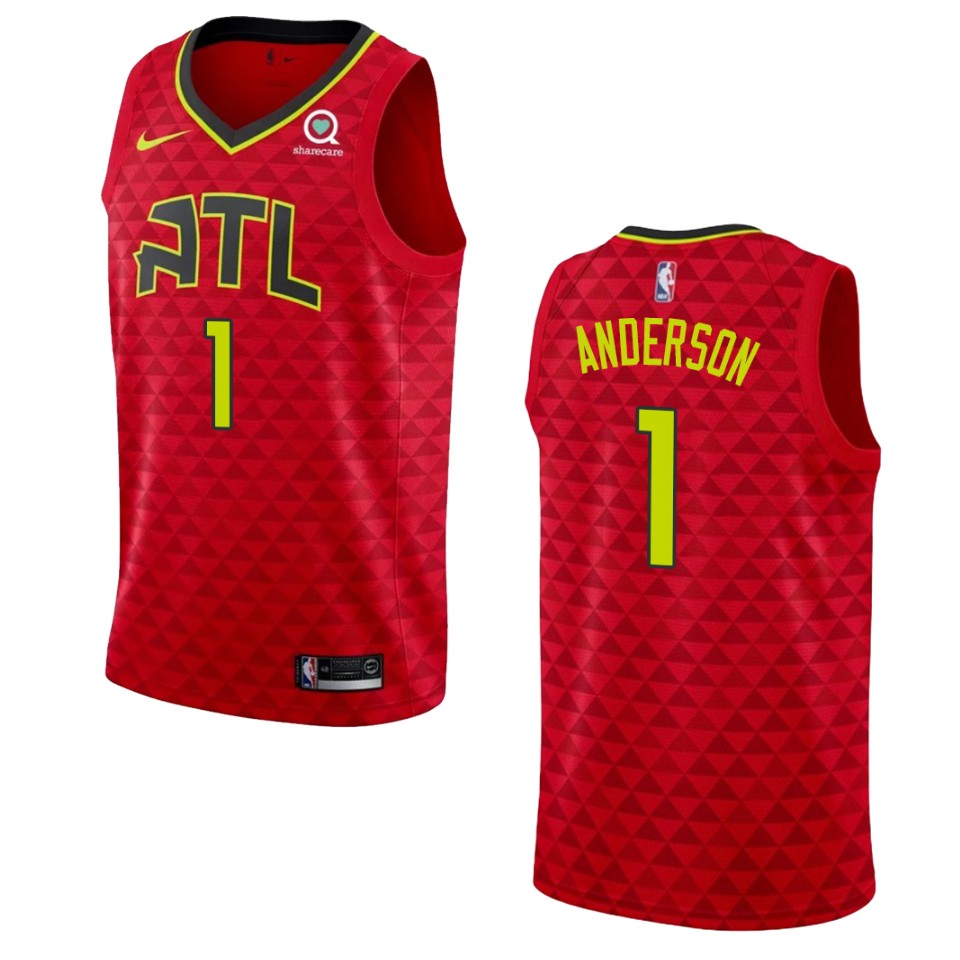 Men's Atlanta Hawks #1 Justin Anderson Statement Swingman Jersey - Red