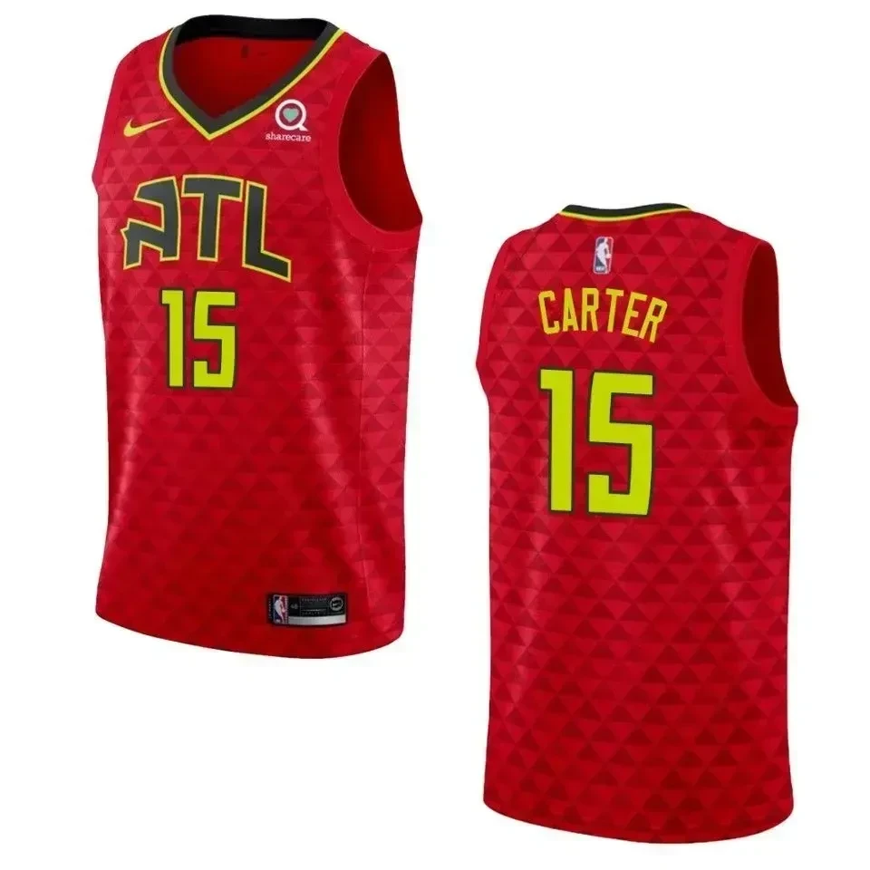 Men's Atlanta Hawks 15 Vince Carter Statement Swingman Jersey - Red - JS964 