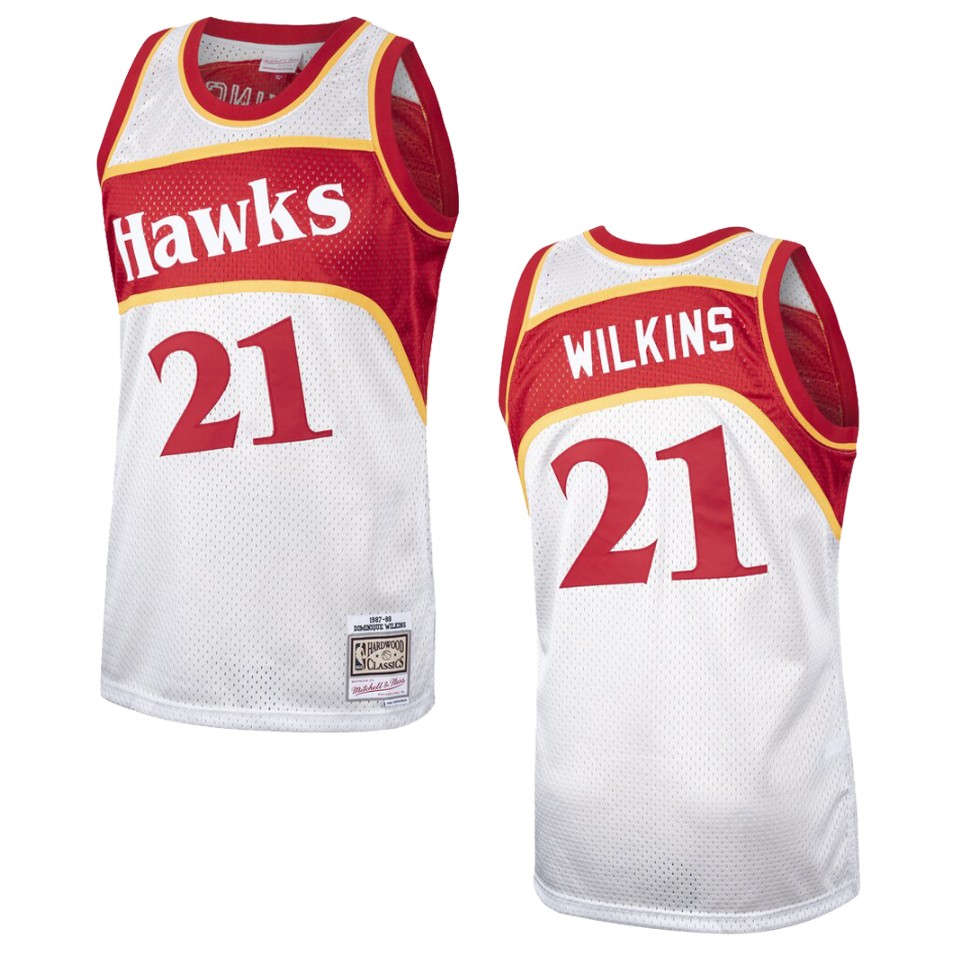 Men's Atlanta Hawks #21 Dominique Wilkins Hardwood Classics Swingman Jersey - Platinum