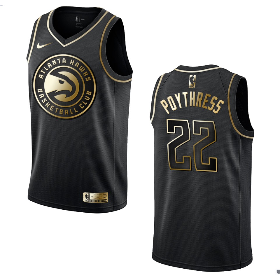 Men’s Atlanta Hawks #22 Alex Poythress Golden Edition Jersey – Black