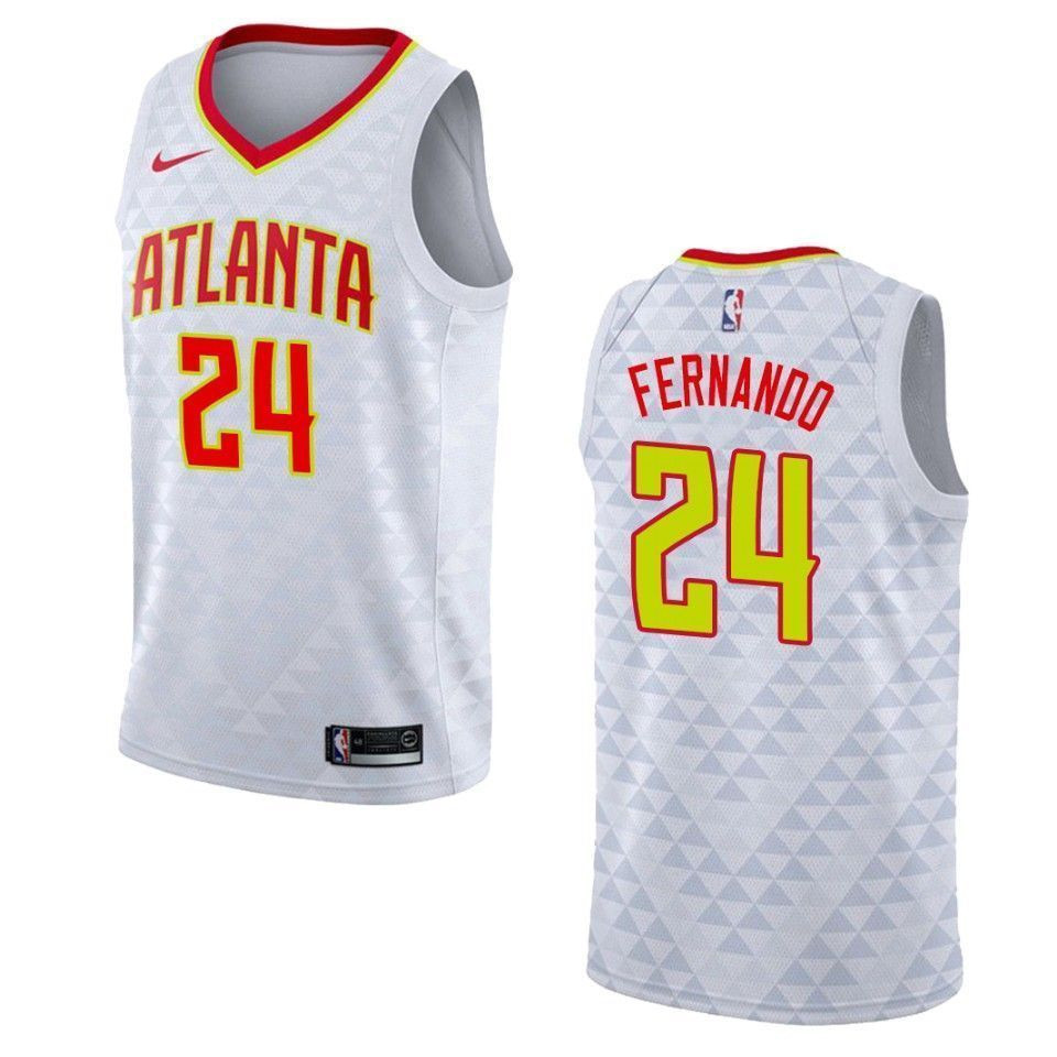 Men's Atlanta Hawks 24 Bruno Fernando Association Swingman Jersey - White - JS231 