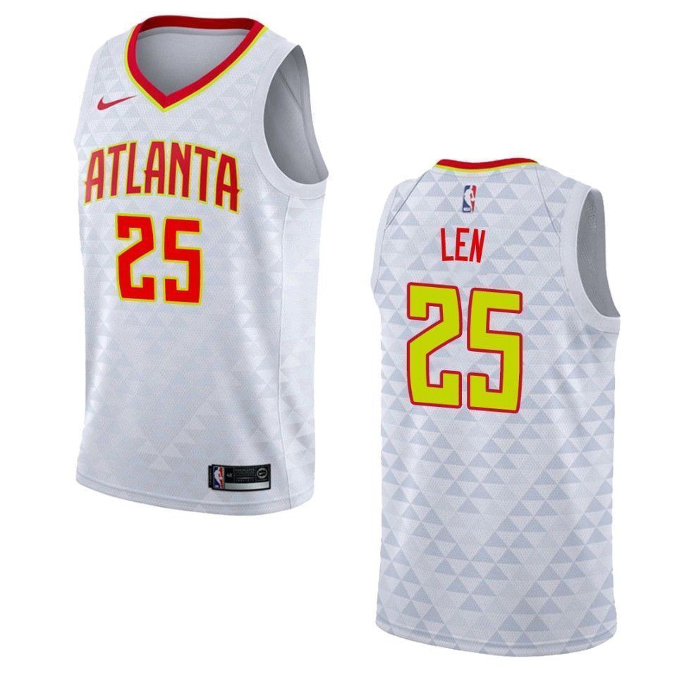 Men's Atlanta Hawks 25 Alex Len Association Swingman Jersey - White - JS208 