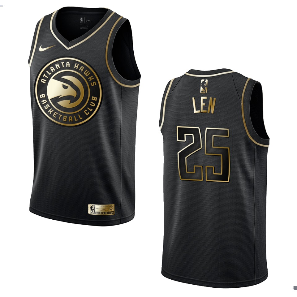 Men’s Atlanta Hawks #25 Alex Len Golden Edition Jersey – Black