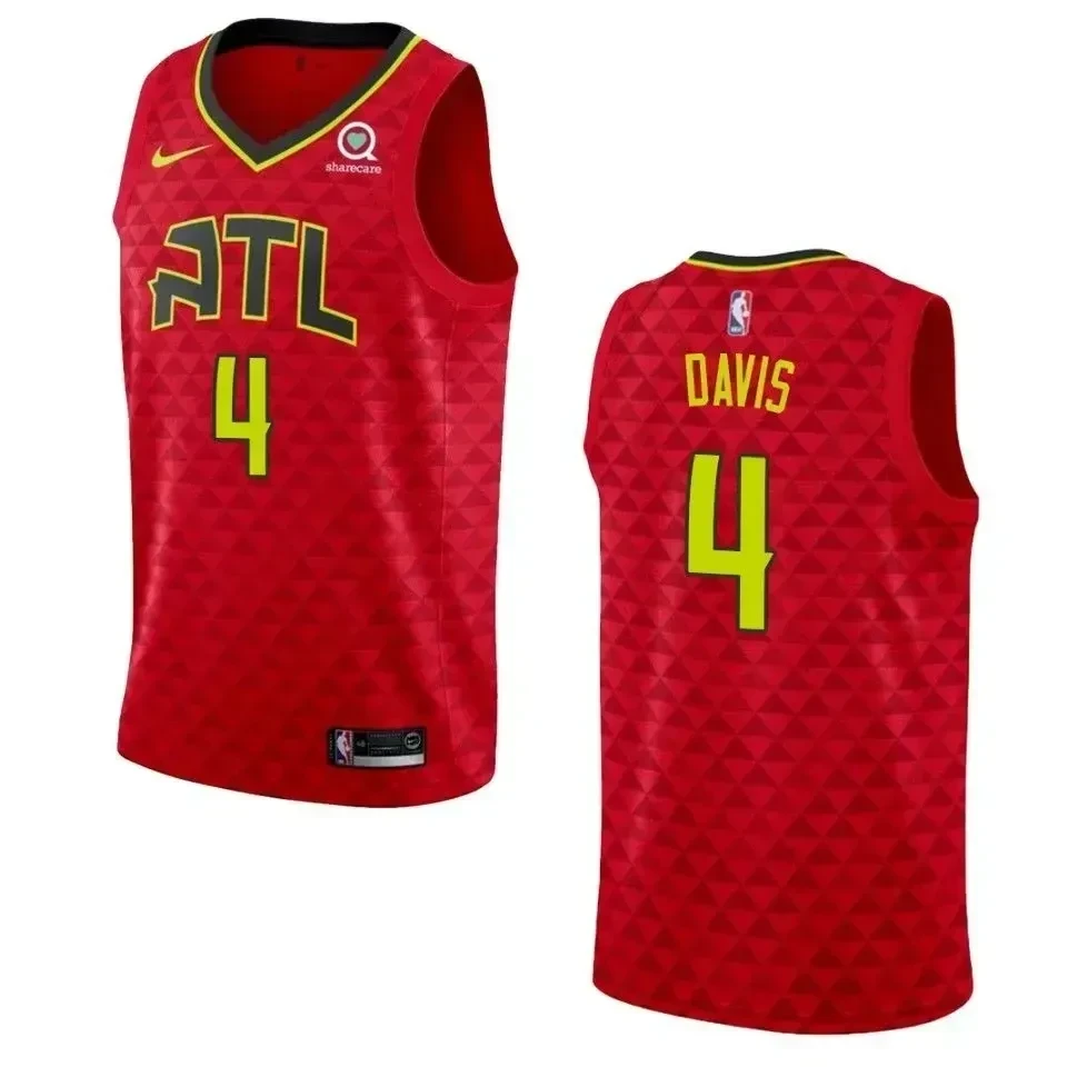 Men's Atlanta Hawks 4 Deyonta Davis Statement Swingman Jersey - Red - JS367 