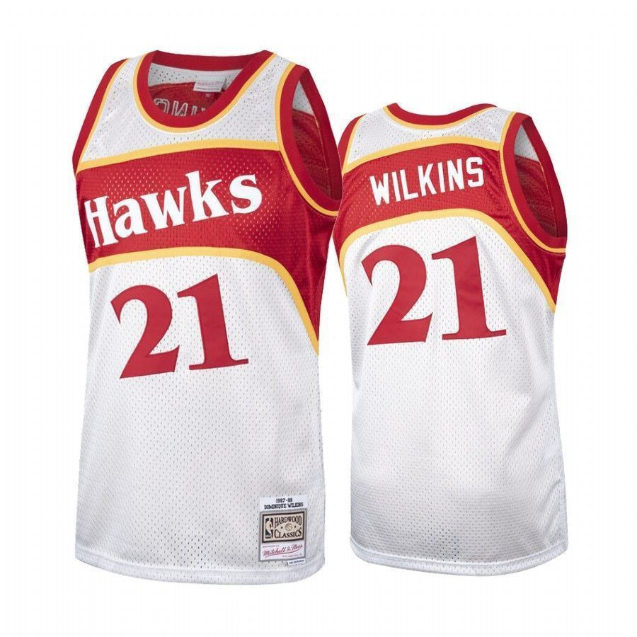 Men's Atlanta Hawks Dominique Wilkins Platinum Hardwood Classics Jersey 21 - JS668 