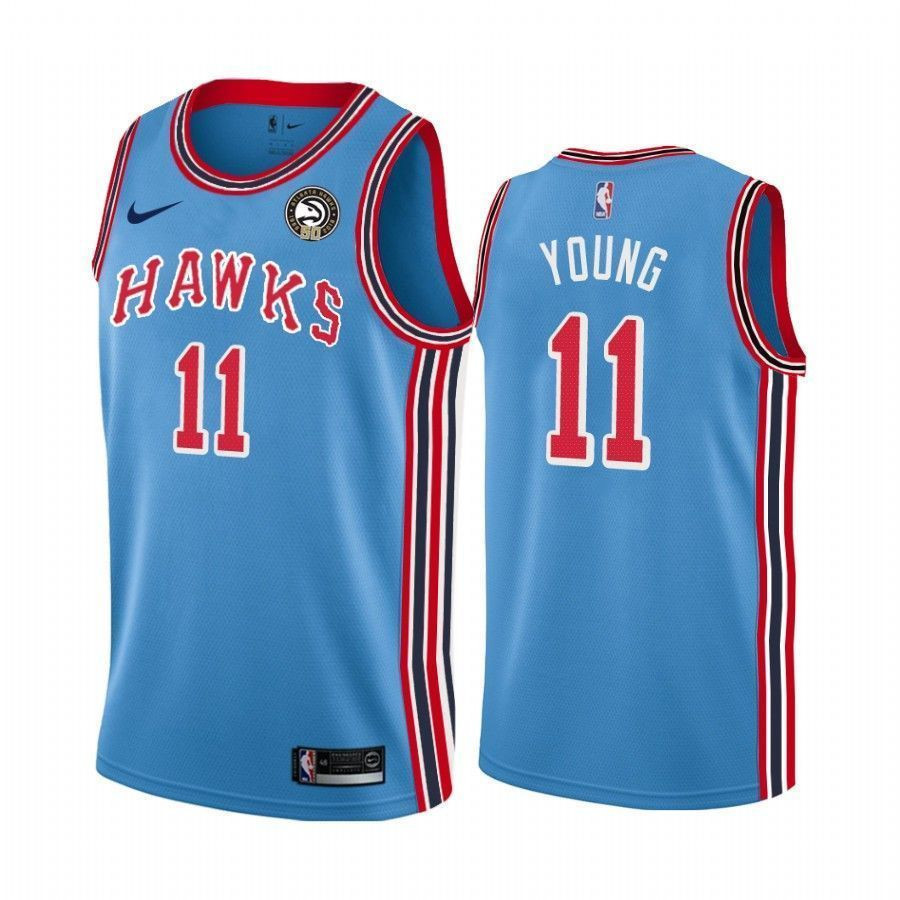 Men's Atlanta Hawks Trae Young Blue 50th Anniversary Classic Jersey - JS474 