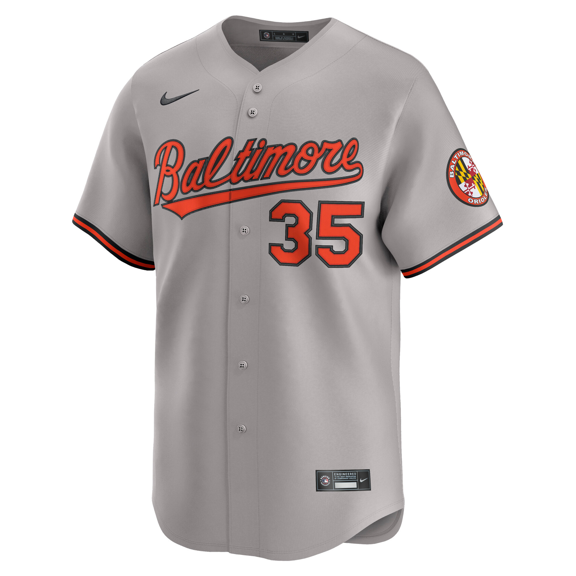 Alternative view of Men's Baltimore Orioles Adley Rutschman Gray Road Limited Player Jersey