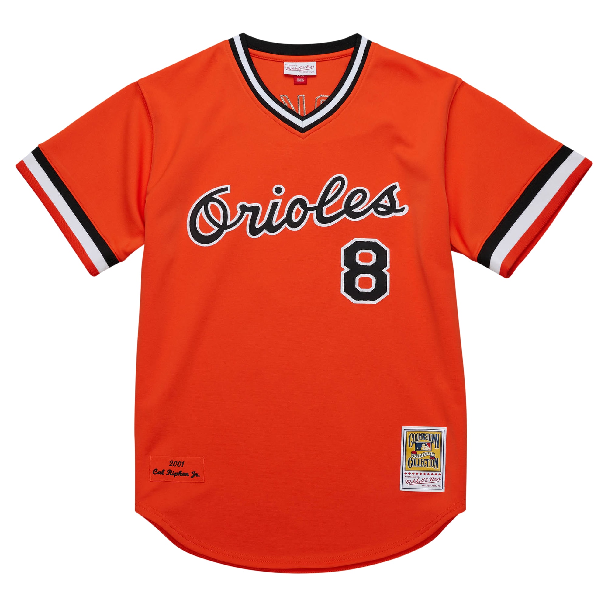 Alternative view of Men's Baltimore Orioles Cal Ripken Jr. Mitchell & Ness Orange 2001 Cooperstown Collection Throwback Jersey