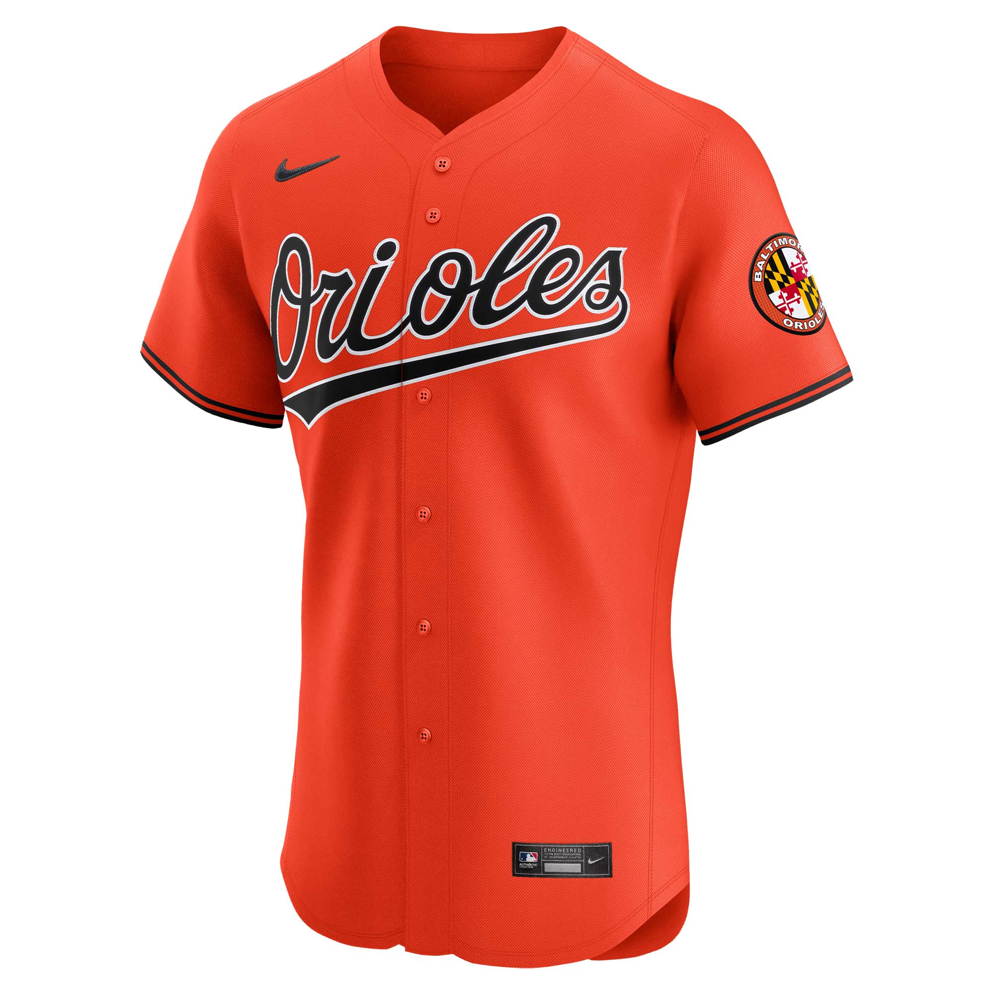 Alternative view of Men's Baltimore Orioles Orange Alternate Vapor Premier Elite Patch Jersey