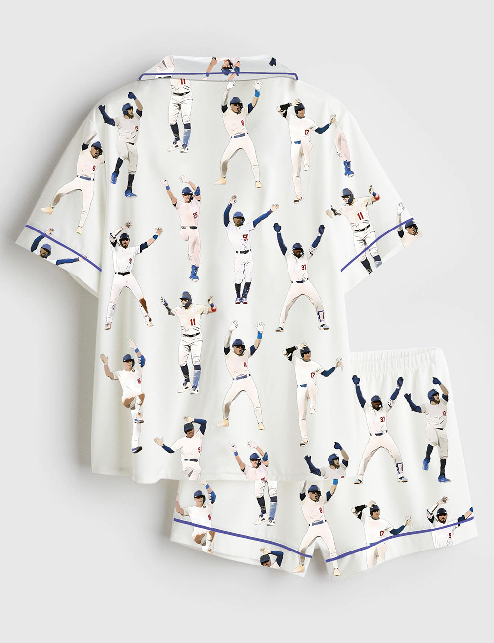 Alternative view of Men's Baseball League Short Sleeve Satin Pajama Set