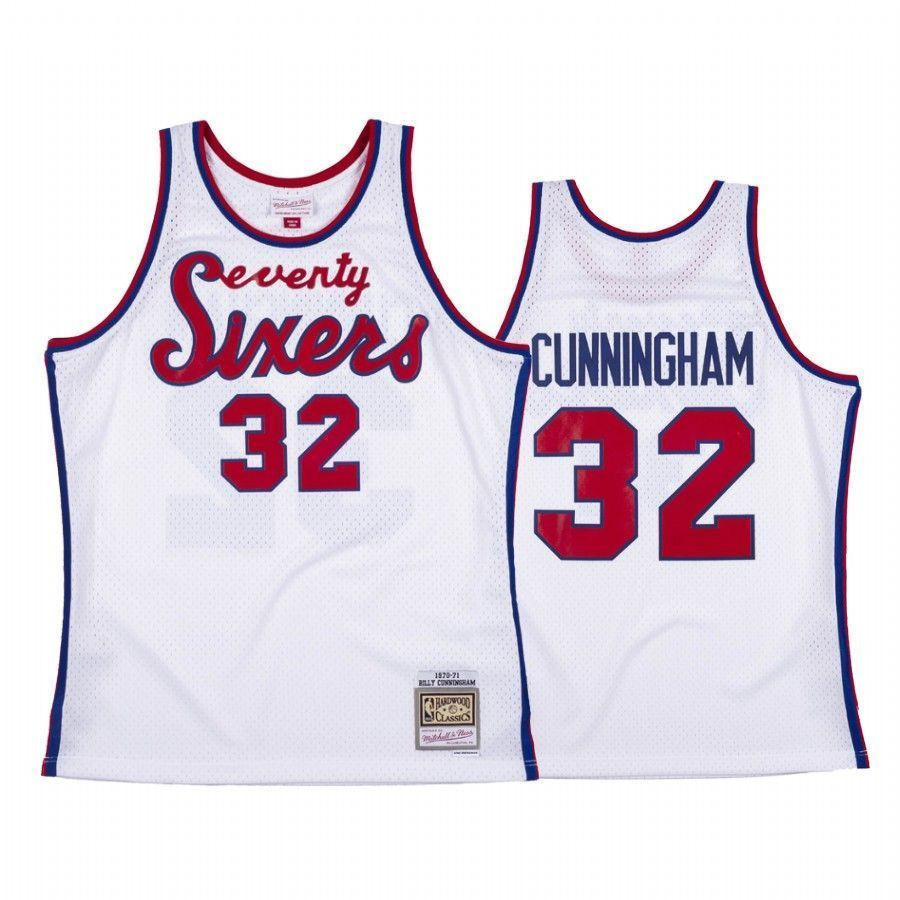 Men's Billy Cunningham 32 Philadelphia 76ers White Hardwood Classics Jersey - JS989 