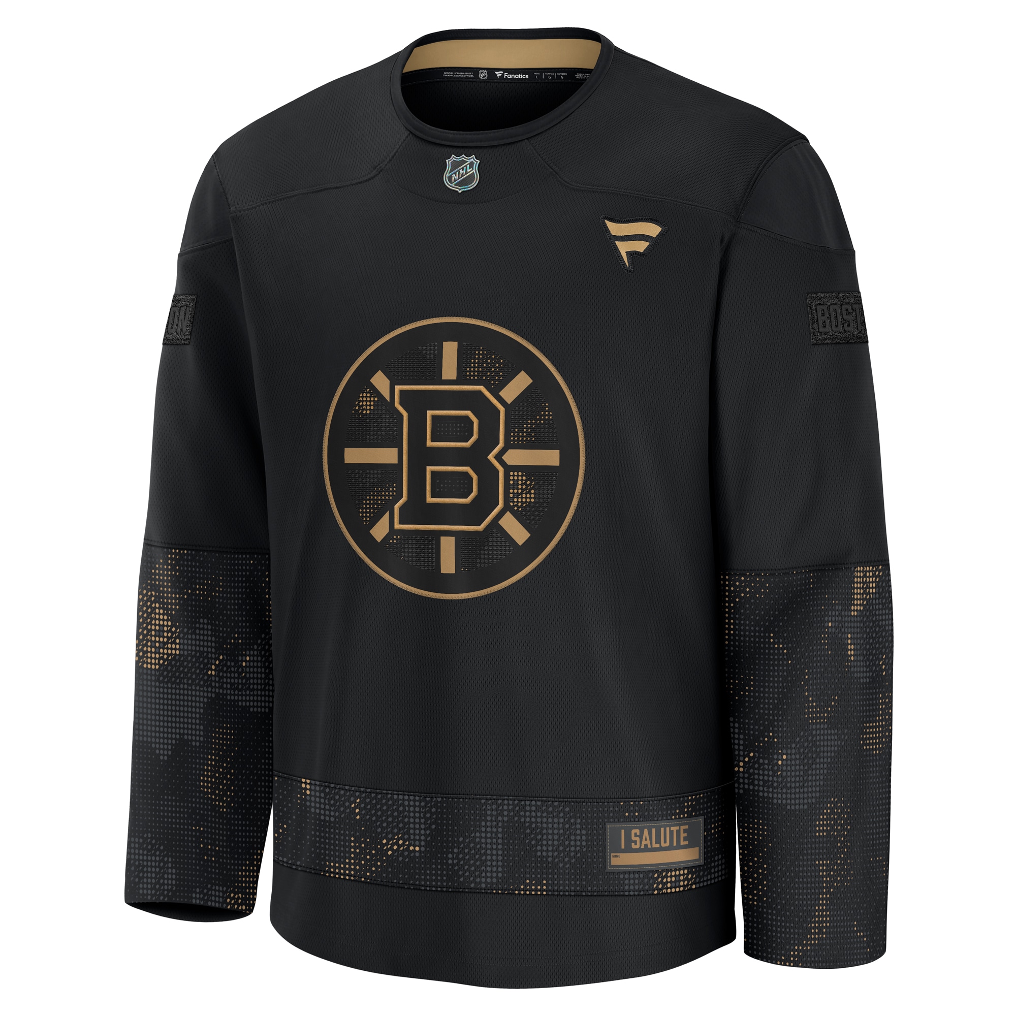 Alternative view of Men's Boston Bruins Black 2024 Military Appreciation Practice Jersey - JS813 