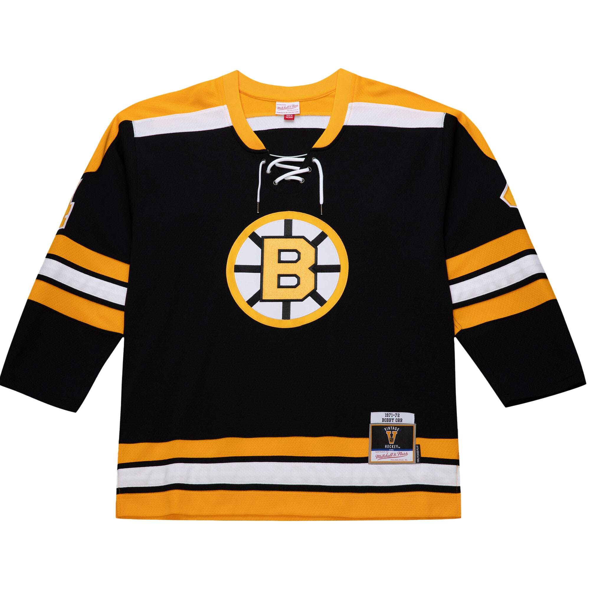 Alternative view of Men's Boston Bruins Bobby Orr Black 1971-72 Power Play Jersey - JS793 
