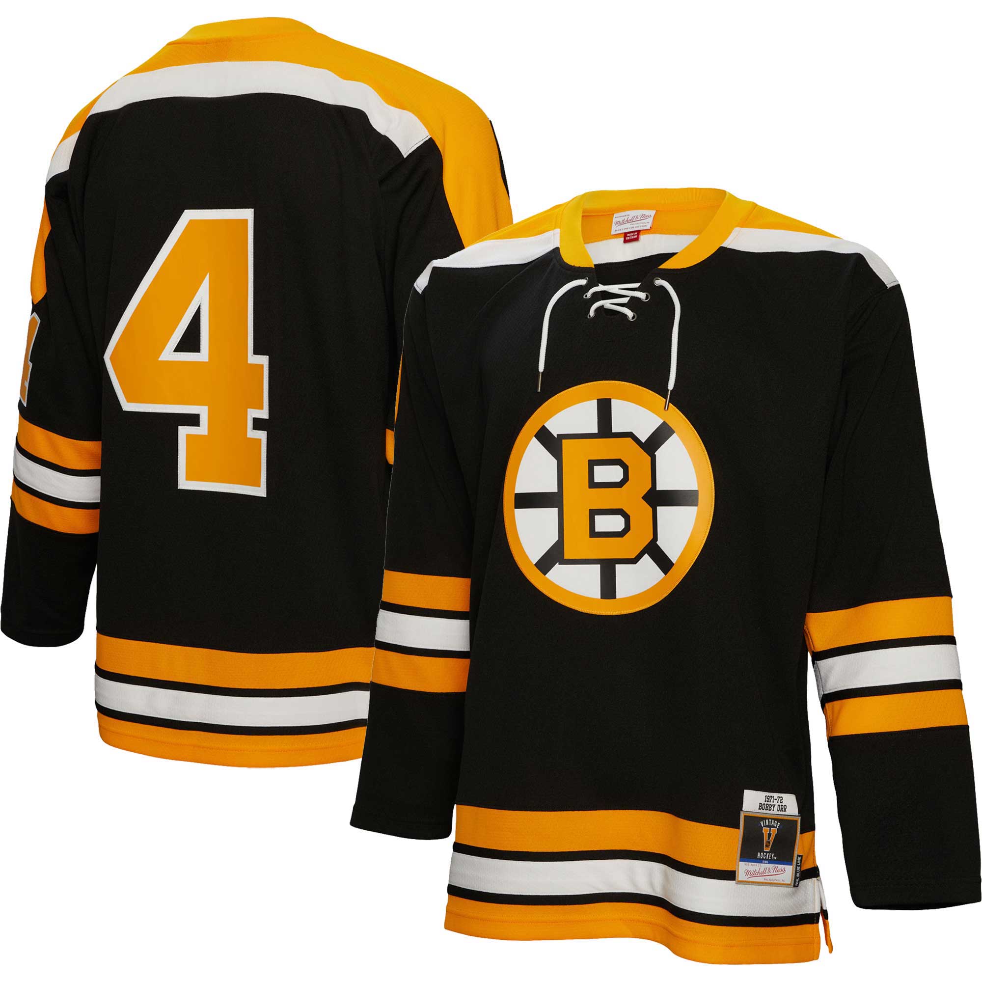 Men's Boston Bruins Bobby Orr Mitchell & Ness Black Big & Tall 1971 Blue Line Player Jersey - JS992 