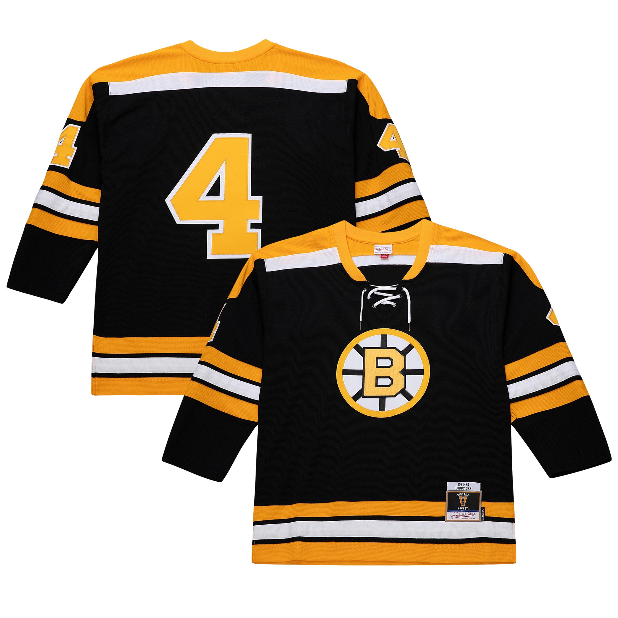 Men's Boston Bruins Bobby Orr Mitchell & Ness Black Big & Tall 1971/72 Blue Line 2.0 Jersey - JS177 