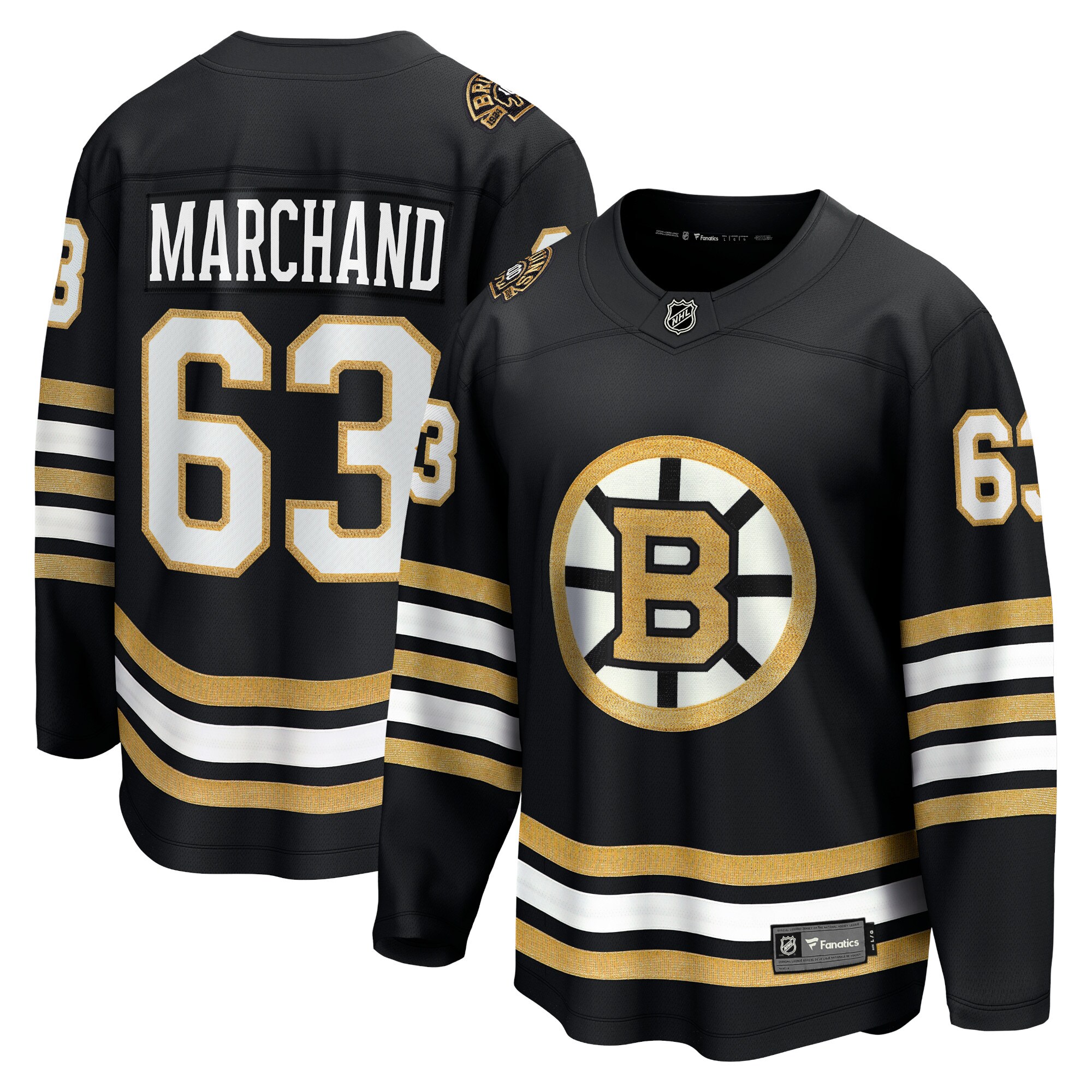 Men's Boston Bruins Brad Marchand Black 100th Anniversary Premier Breakaway Player Jersey - JS257 