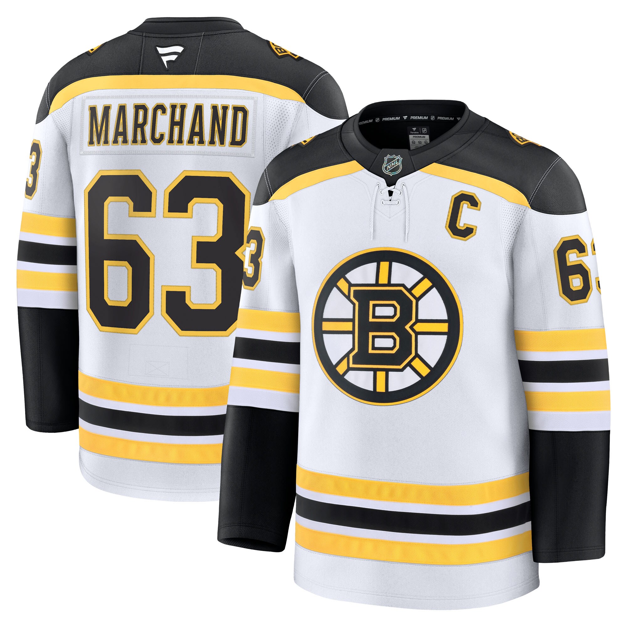 Men's Boston Bruins Brad Marchand White Away Premium Jersey - JS764 