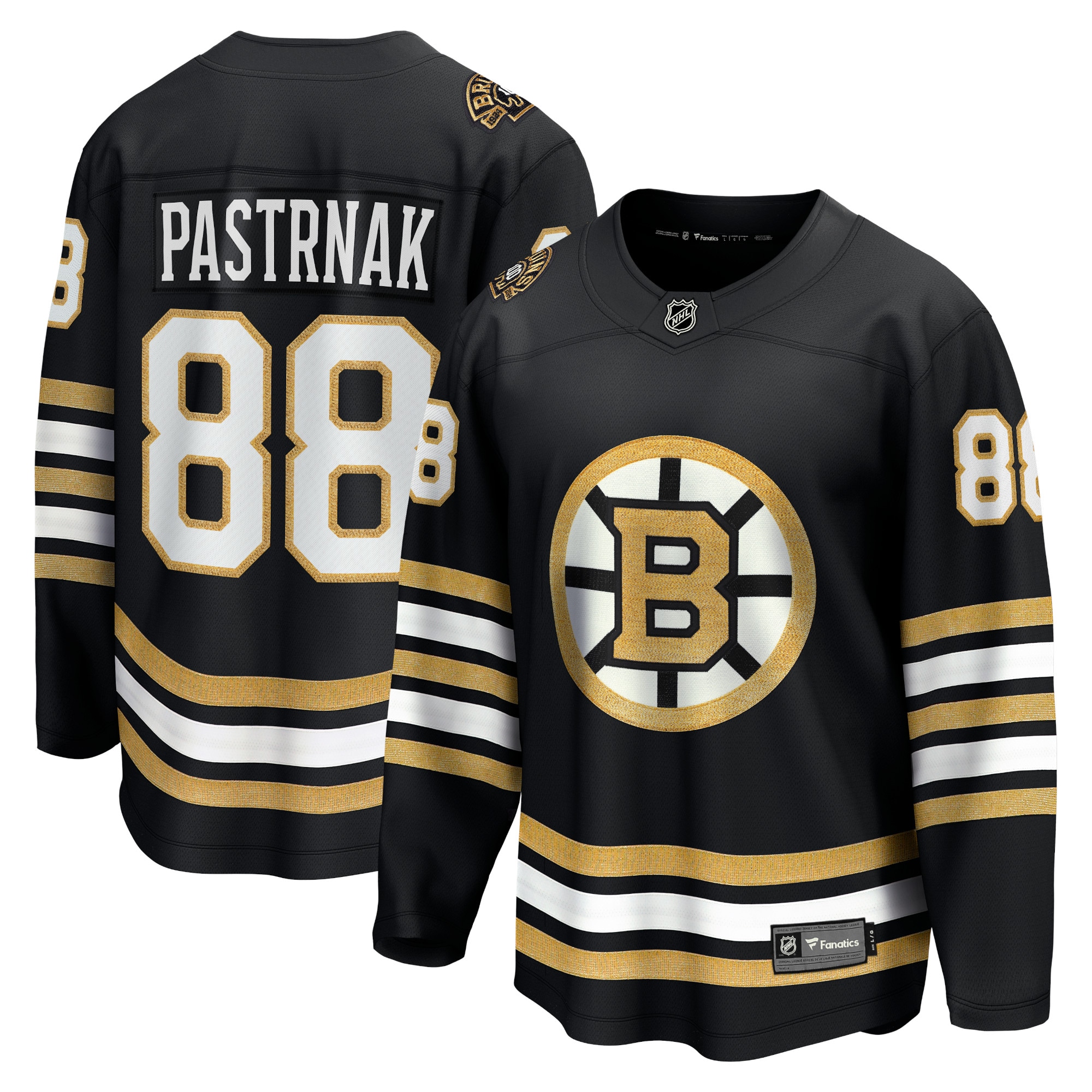 Men's Boston Bruins David Pastrnak Black 100th Anniversary Premier Breakaway Player Jersey - JS936 