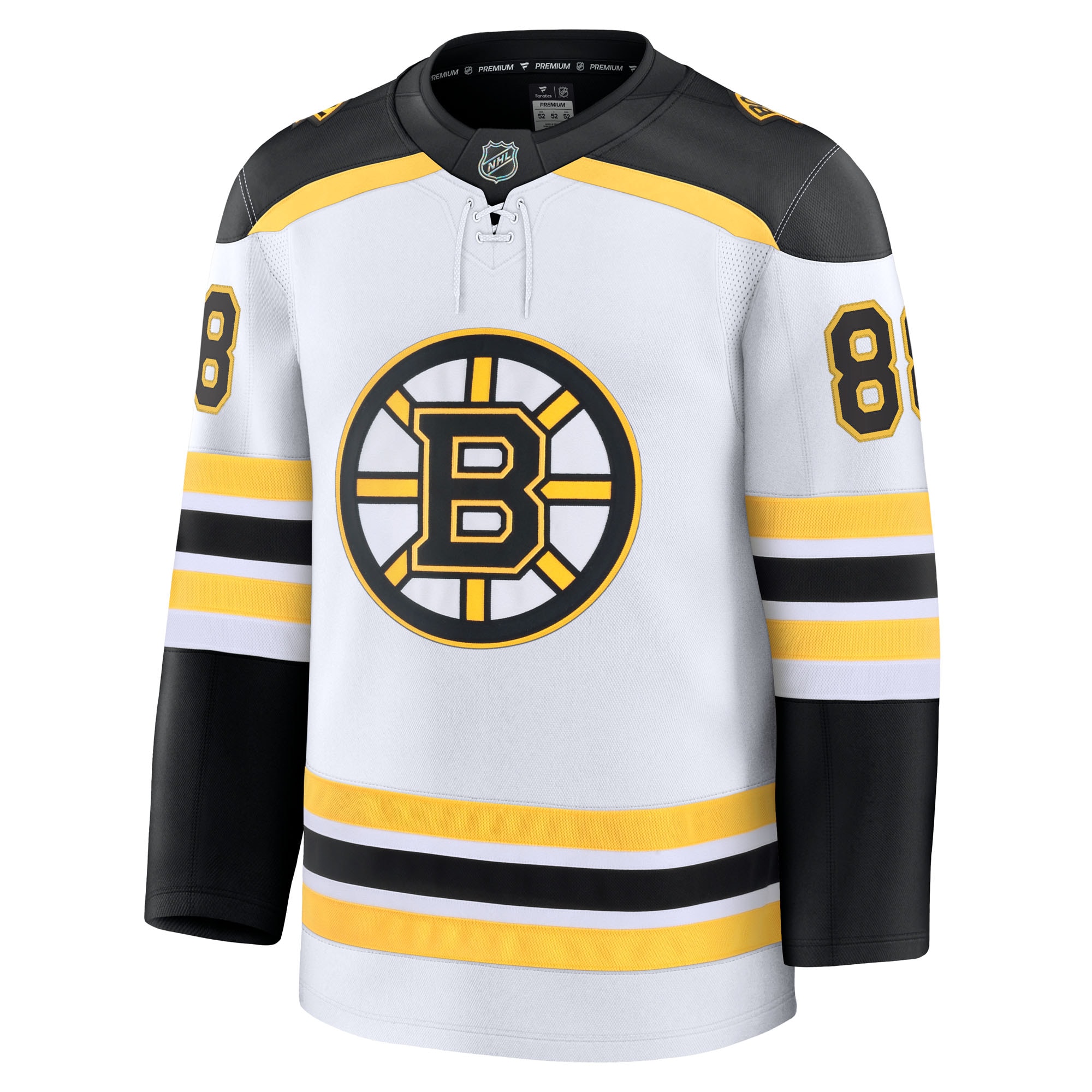 Alternative view of Men's Boston Bruins David Pastrnak White Away Premium Jersey - JS783 