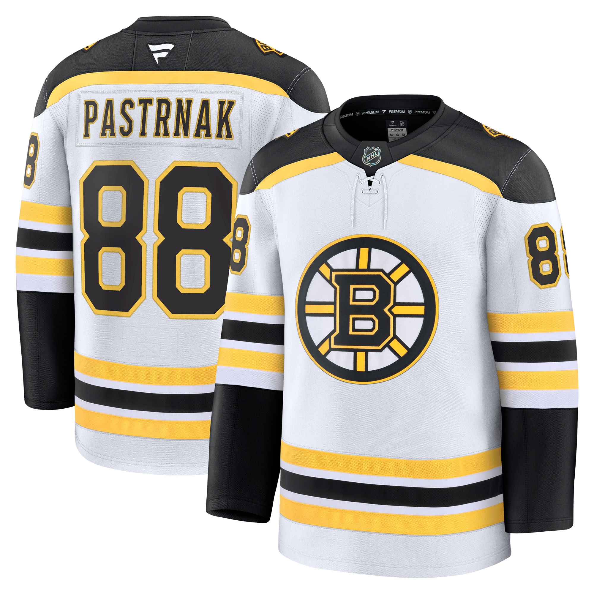 Men's Boston Bruins David Pastrnak White Away Premium Jersey - JS783 