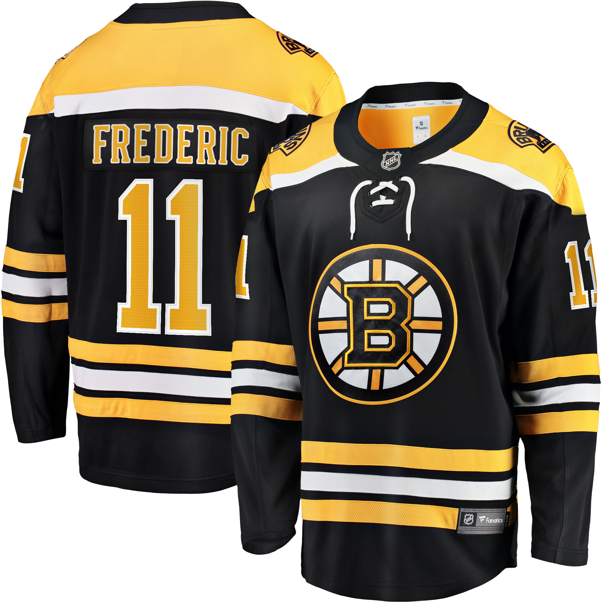 Men's Boston Bruins Trent Frederic Black Home Breakaway Player Jersey - JS639 
