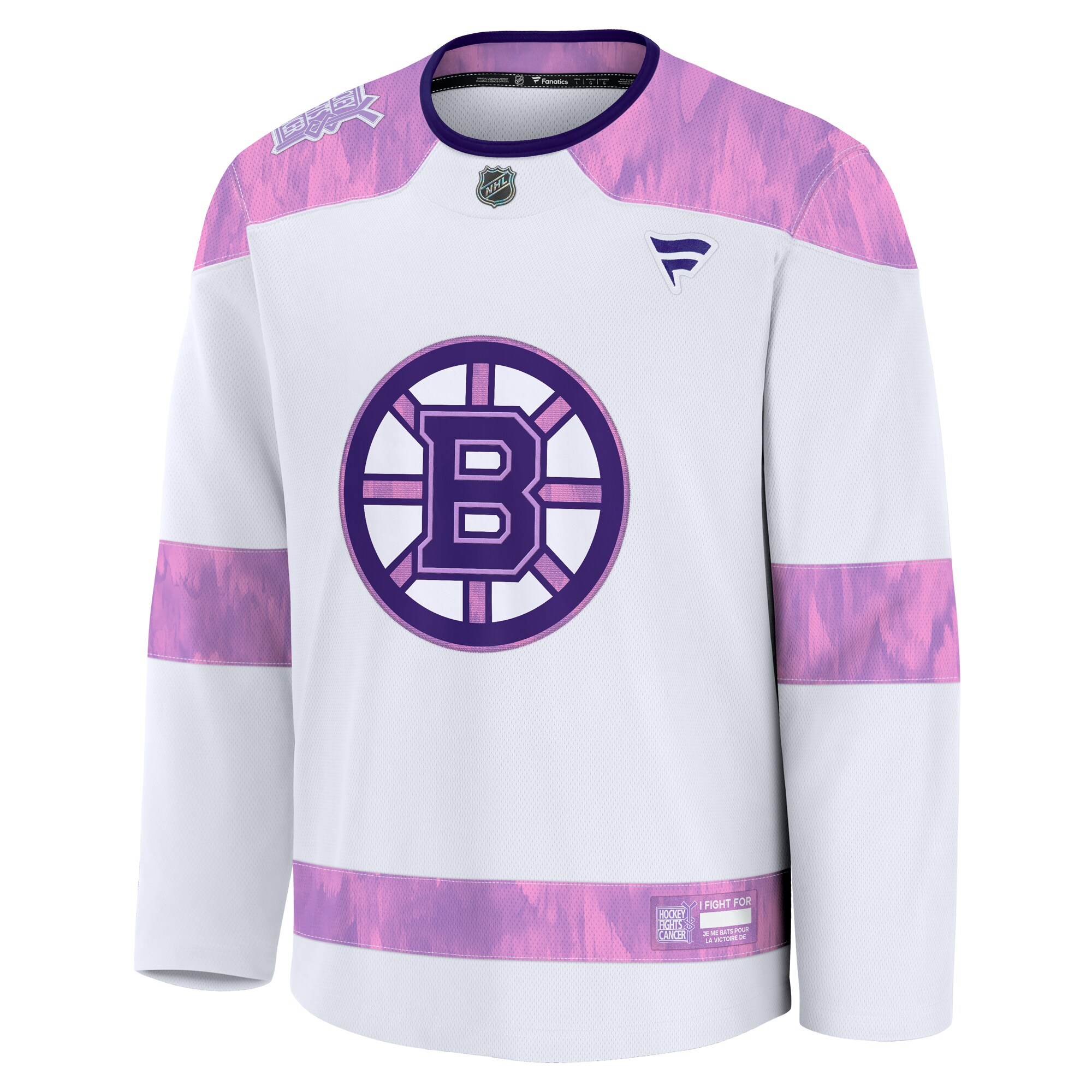Alternative view of Men's Boston Bruins White 2024 Hockey Fights Cancer Practice Jersey - JS685 