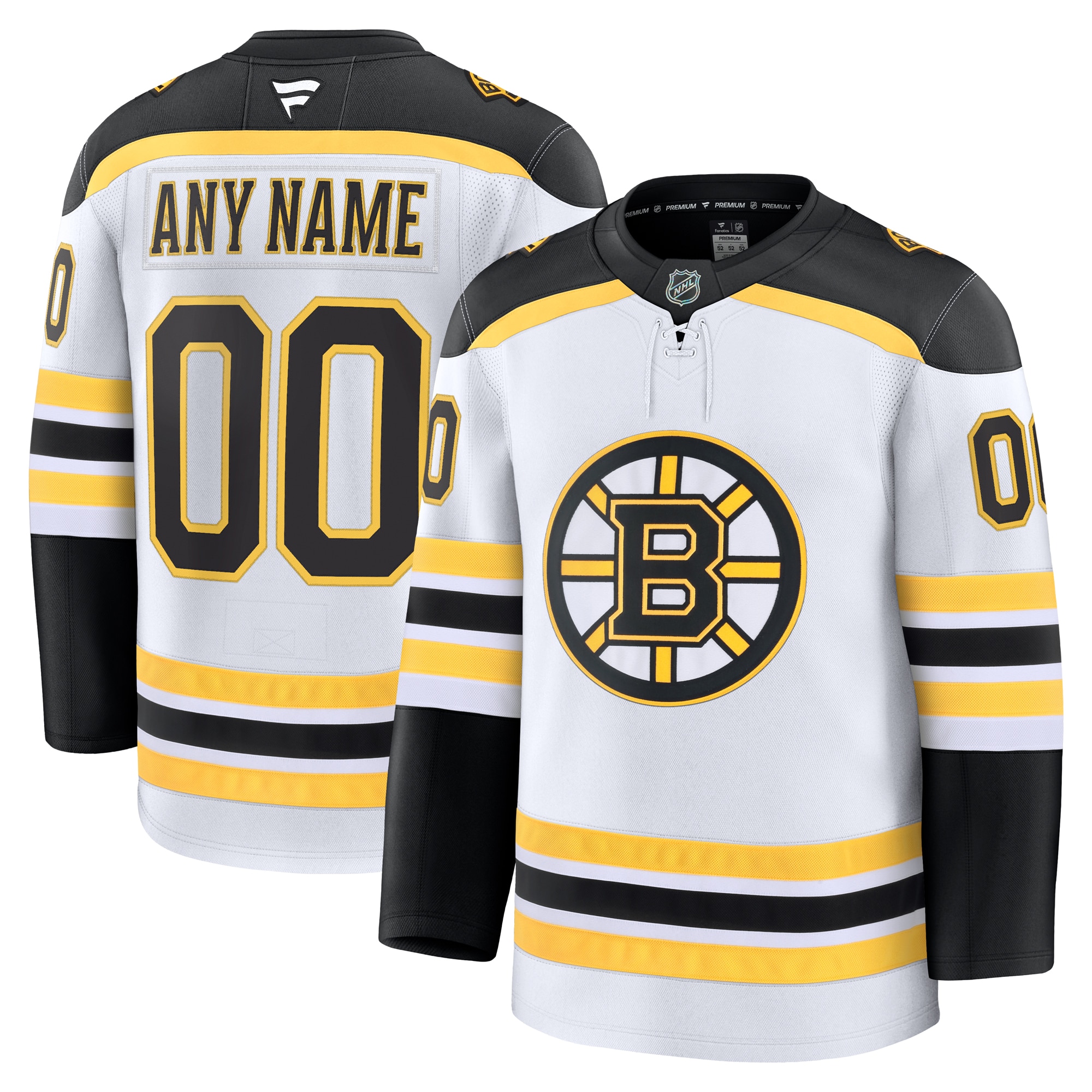 Men's Boston Bruins White Away Premium Custom Jersey - JS801 
