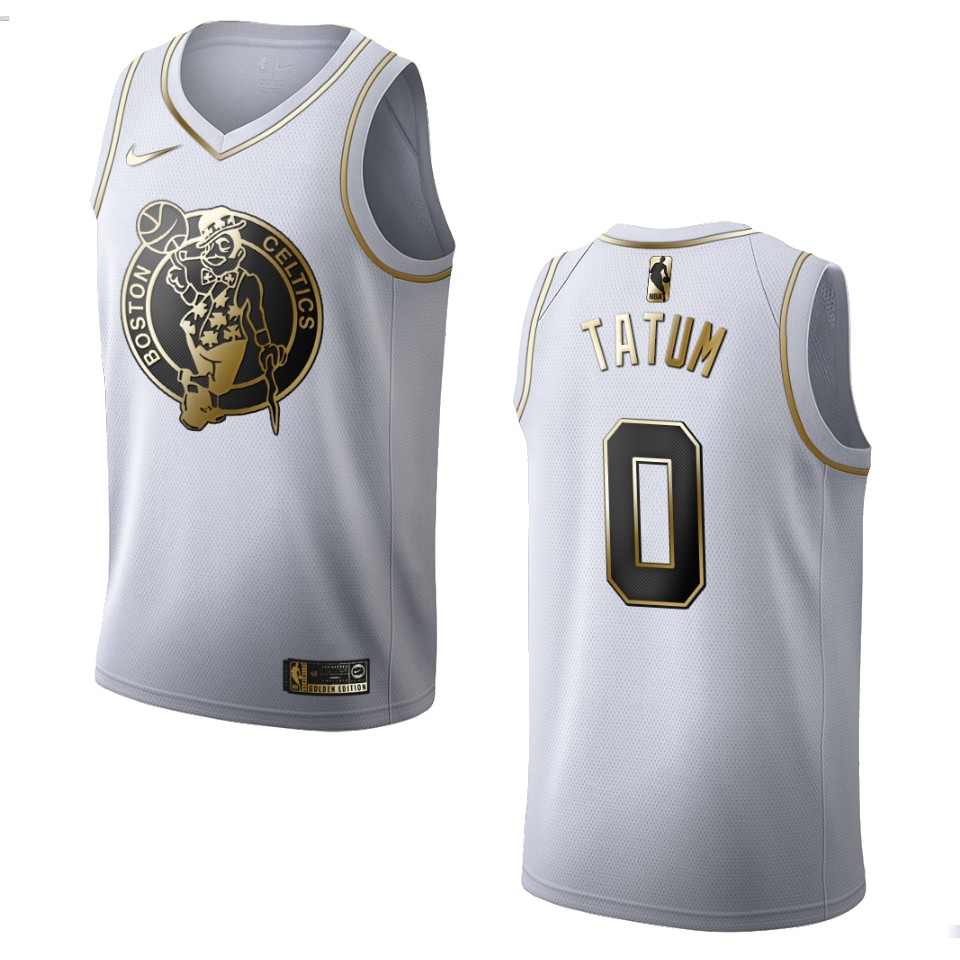Men’s Boston Celtics #0 Jayson Tatum Golden Edition Jersey – White