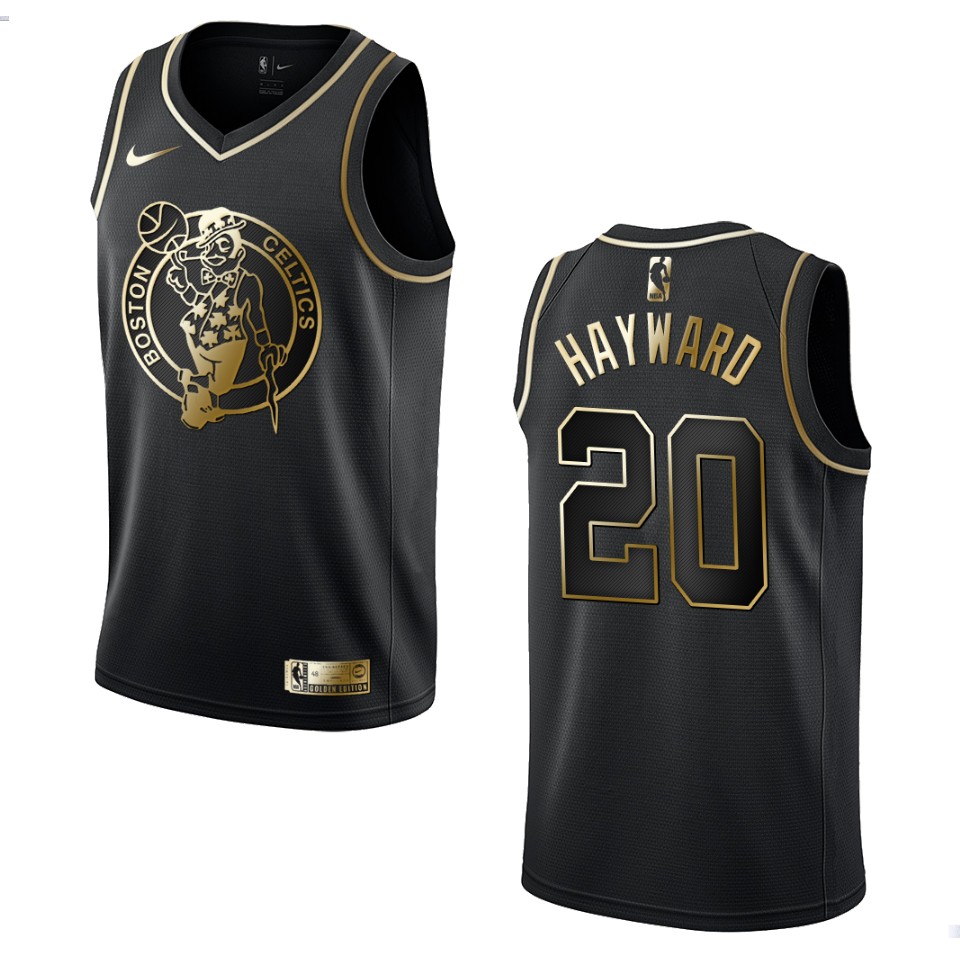 Men’s Boston Celtics #20 Gordon Hayward Golden Edition Jersey – Black