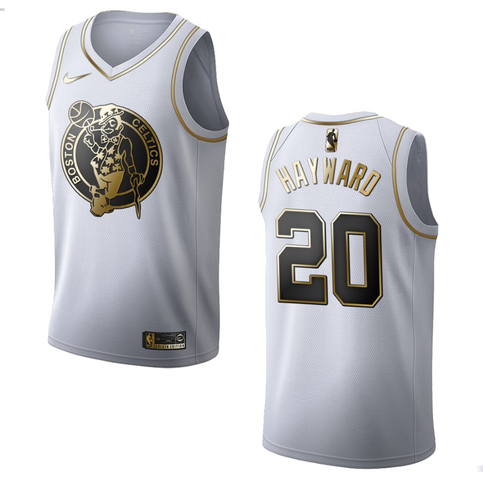 Men’s Boston Celtics #20 Gordon Hayward Golden Edition Jersey – White