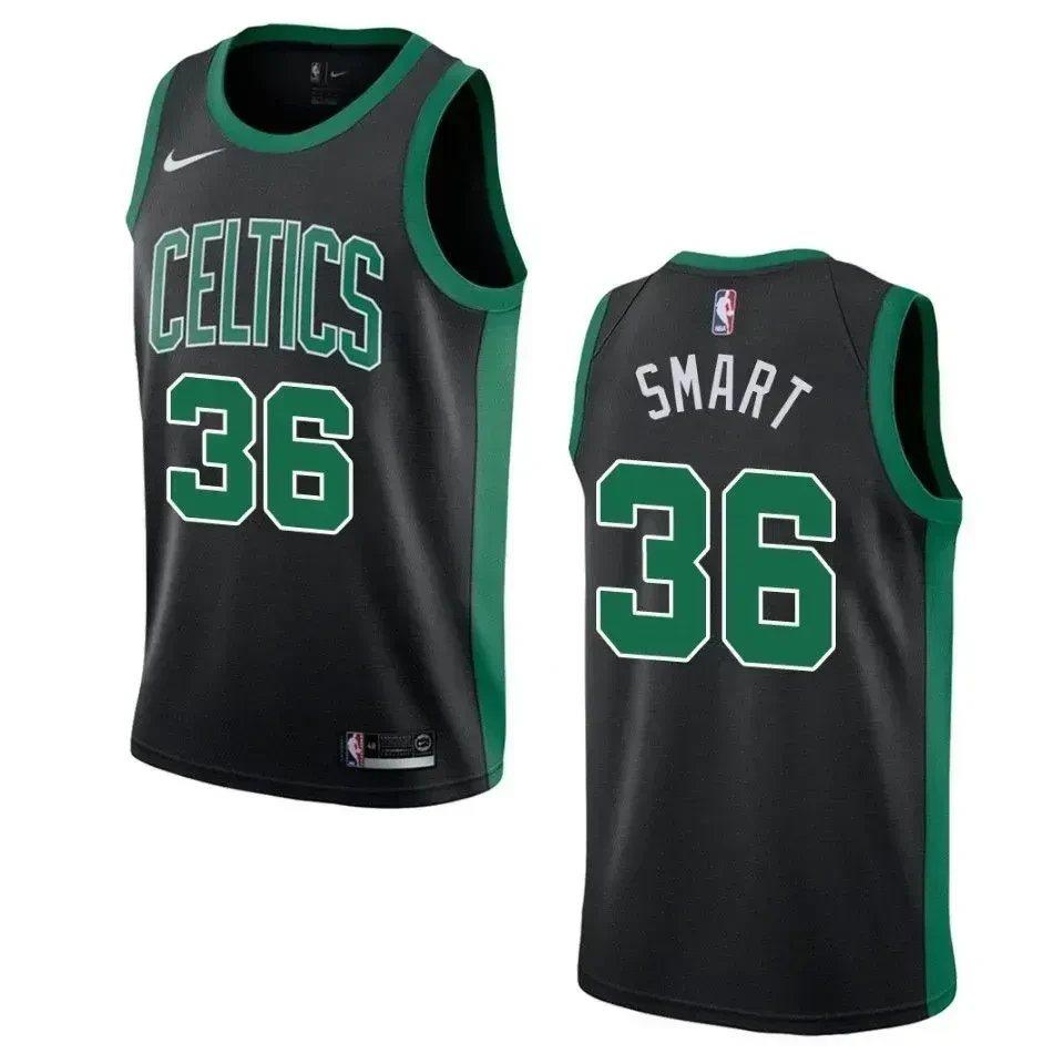 Men's Boston Celtics 36 Marcus Smart Statement Swingman Jersey - Black - JS238