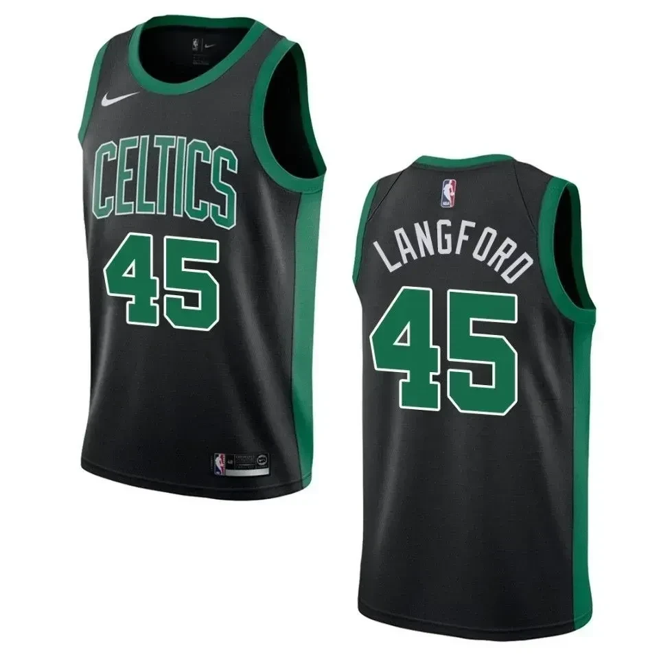 Men's Boston Celtics 45 Romeo Langford Statement Swingman Jersey - Black - JS164