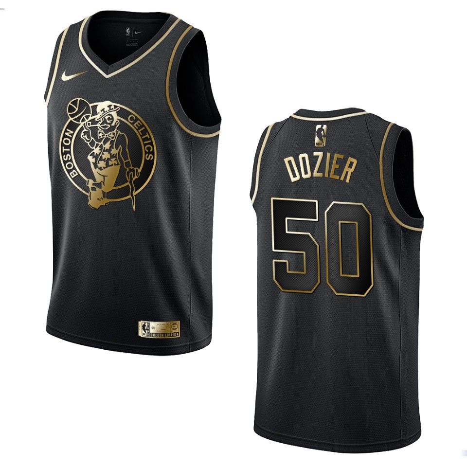 Men's Boston Celtics #50 P.j. Dozier Golden Edition Jersey - Black